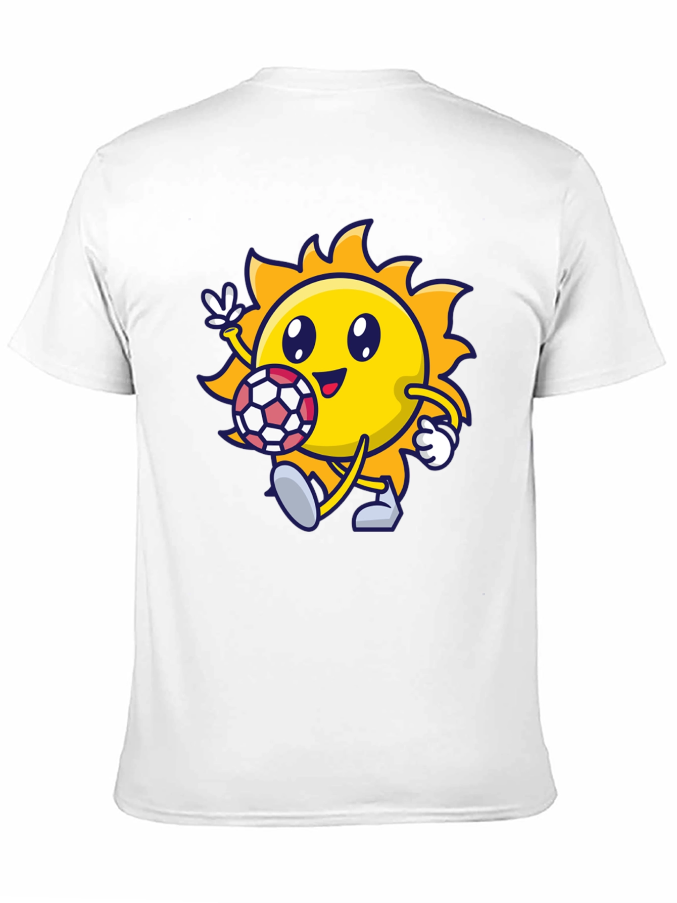 Cartoon Sun Soccer Black T-Shirt