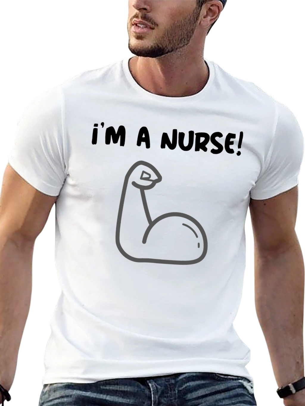 Funny Nurse Muscle Graphic Tee - Black