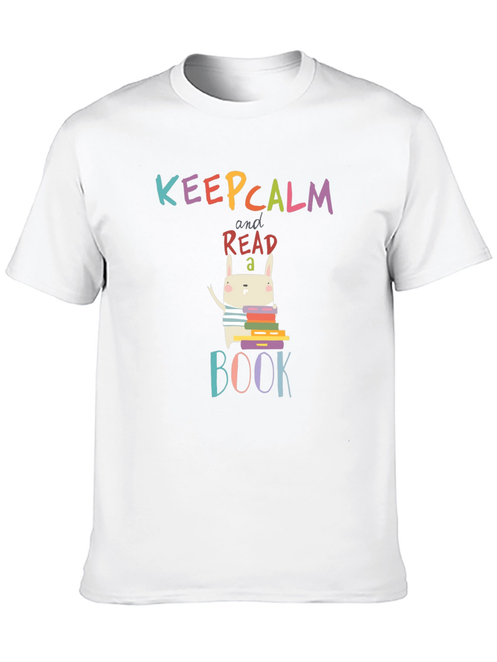 Keep Calm Read a Book T-Shirt Cute Bunny Design