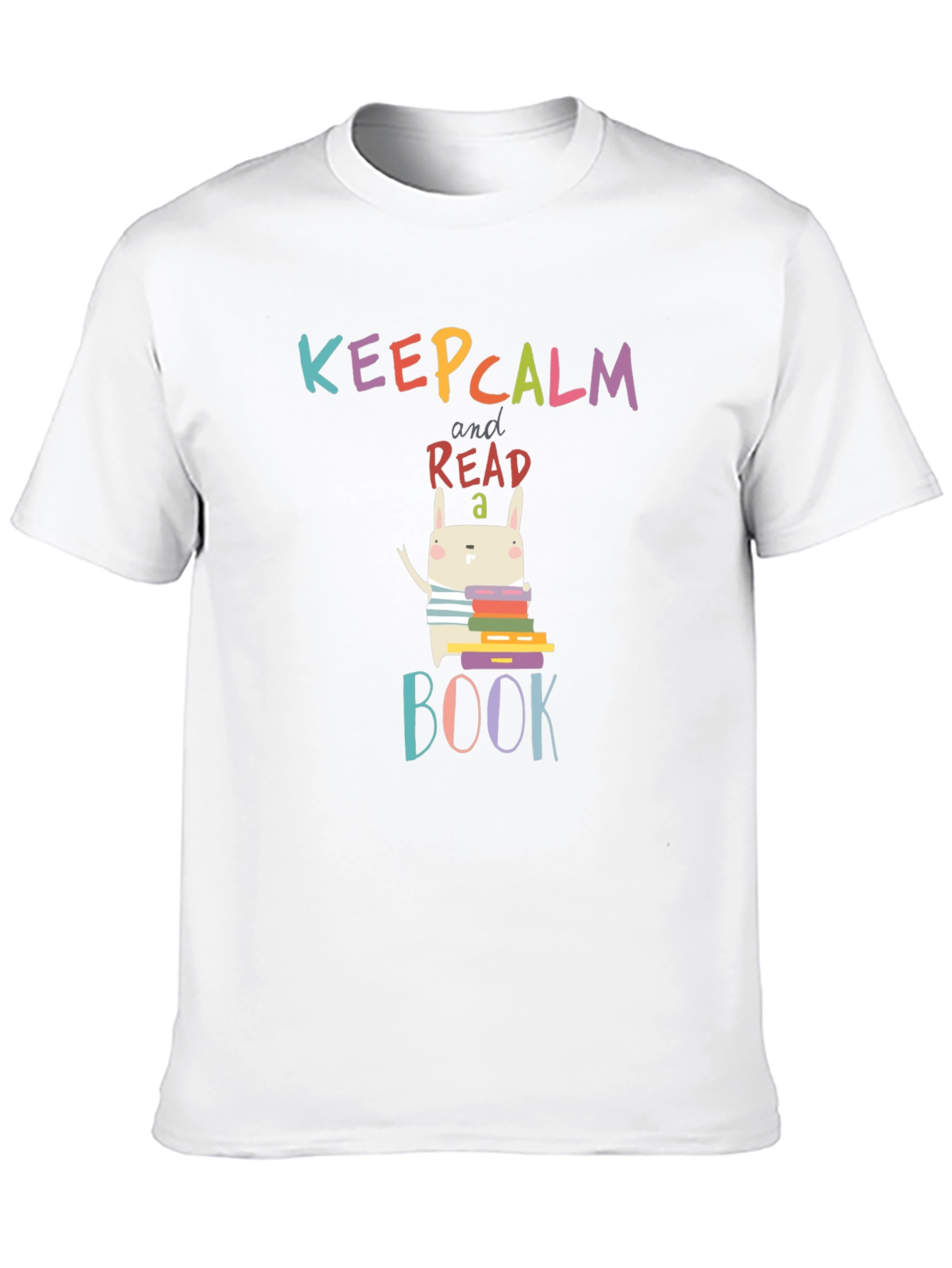 Keep Calm Read a Book T-Shirt Cute Bunny Design
