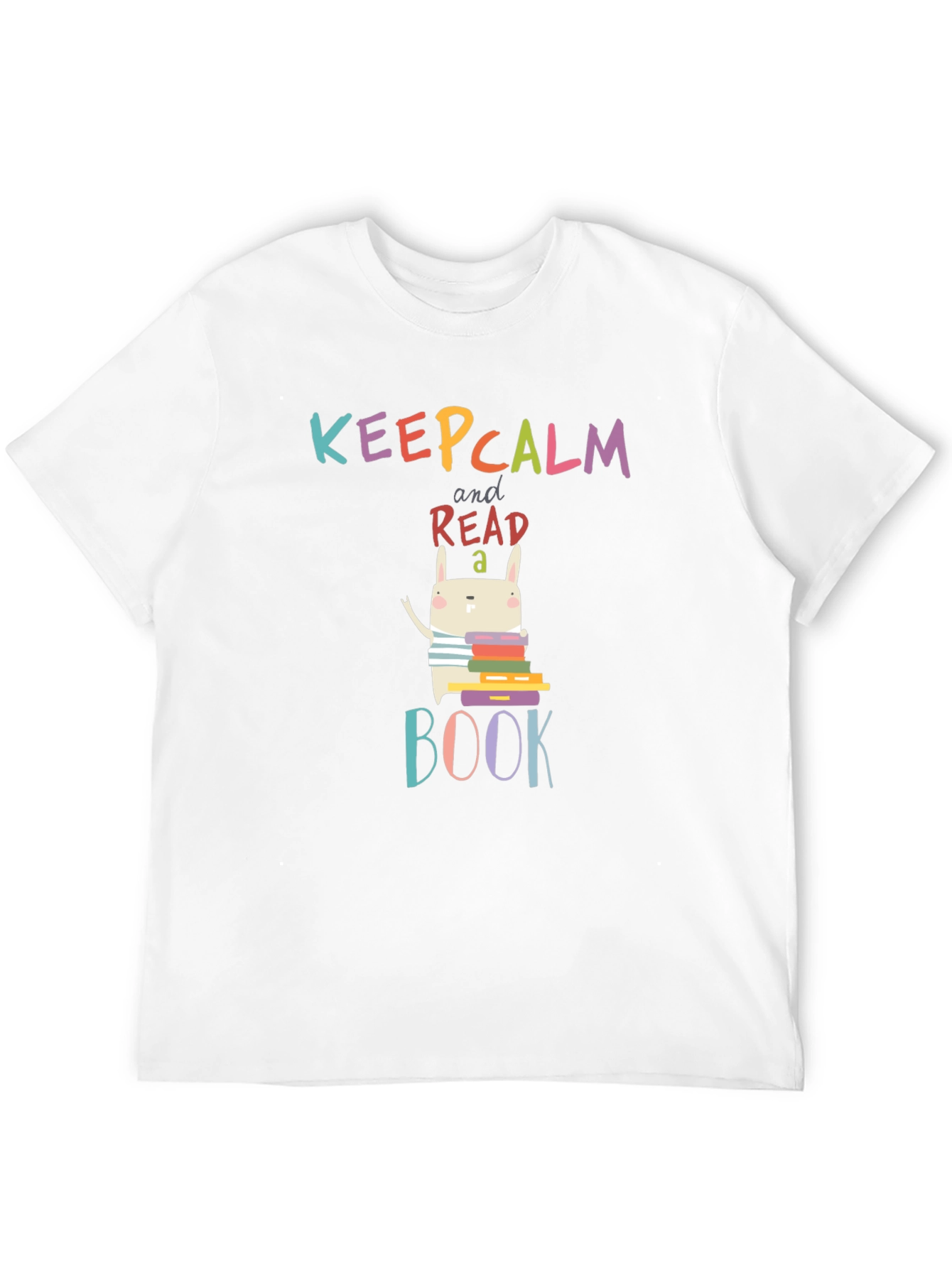 Keep Calm Read a Book T-Shirt Cute Bunny Design