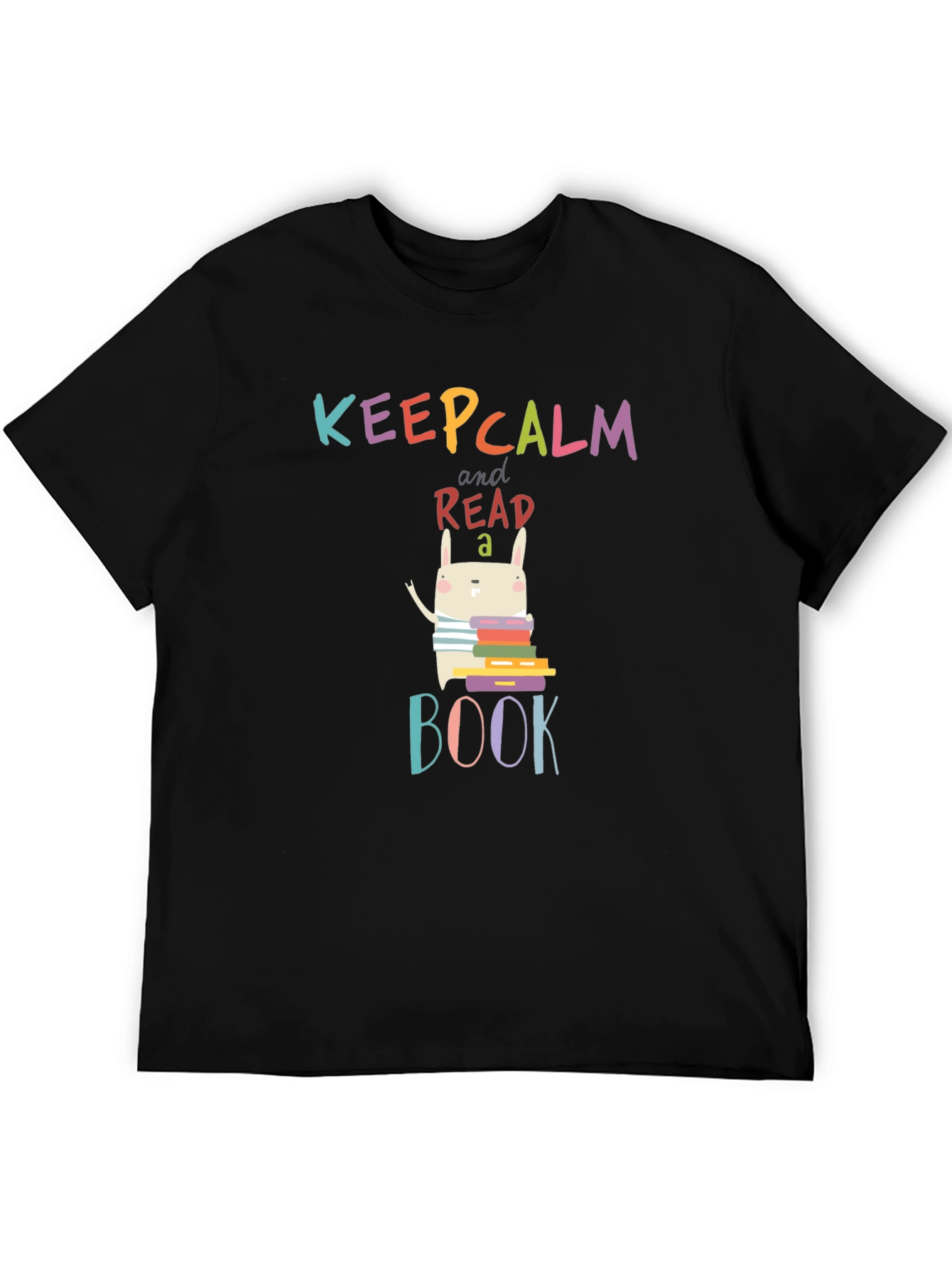 Keep Calm Read a Book T-Shirt Cute Bunny Design