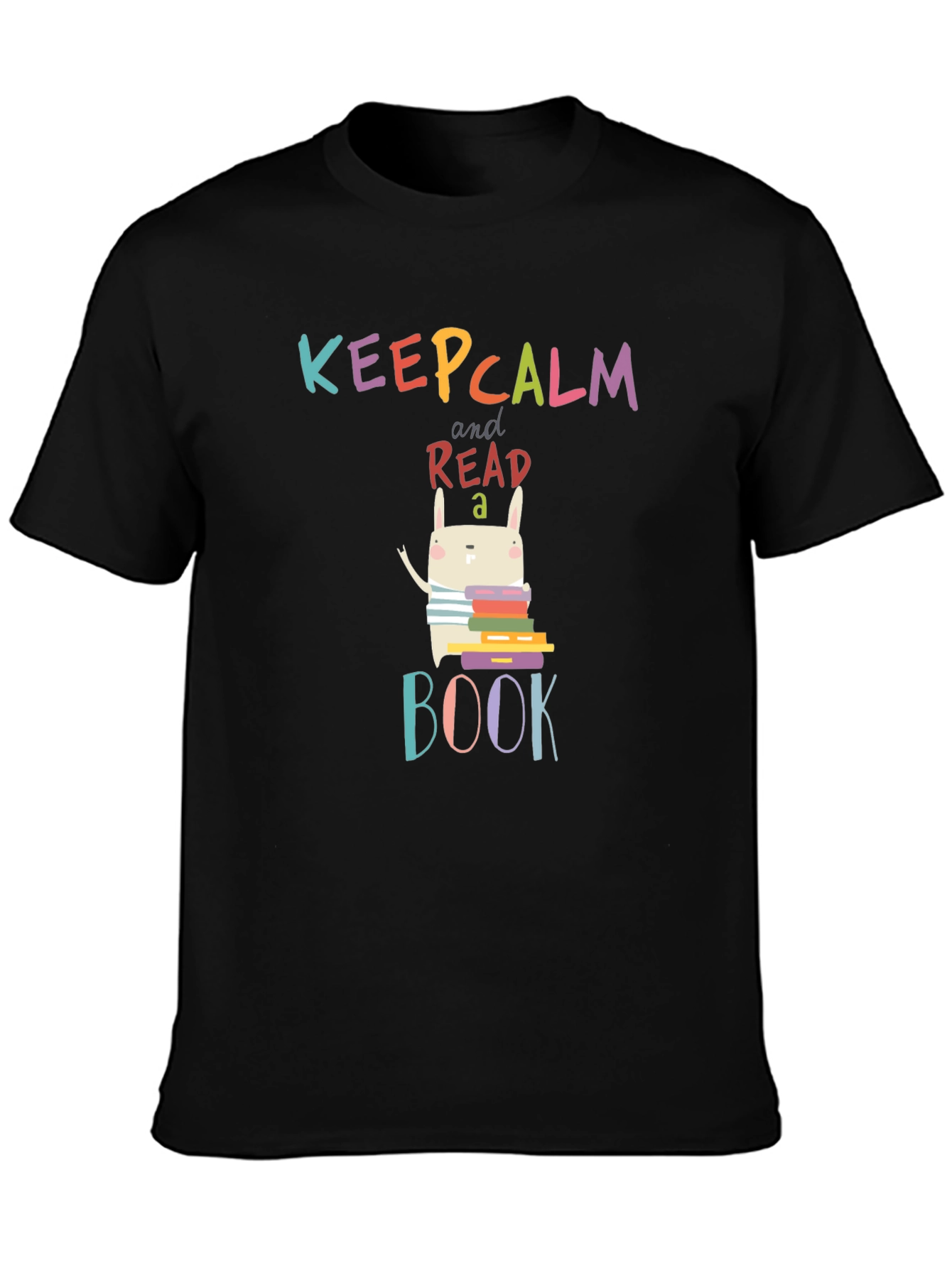 Keep Calm Read a Book T-Shirt Cute Bunny Design