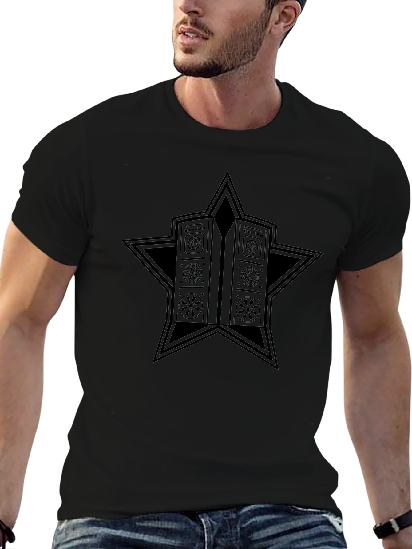 Star Vault Graphic Tee - Black Cotton Blend