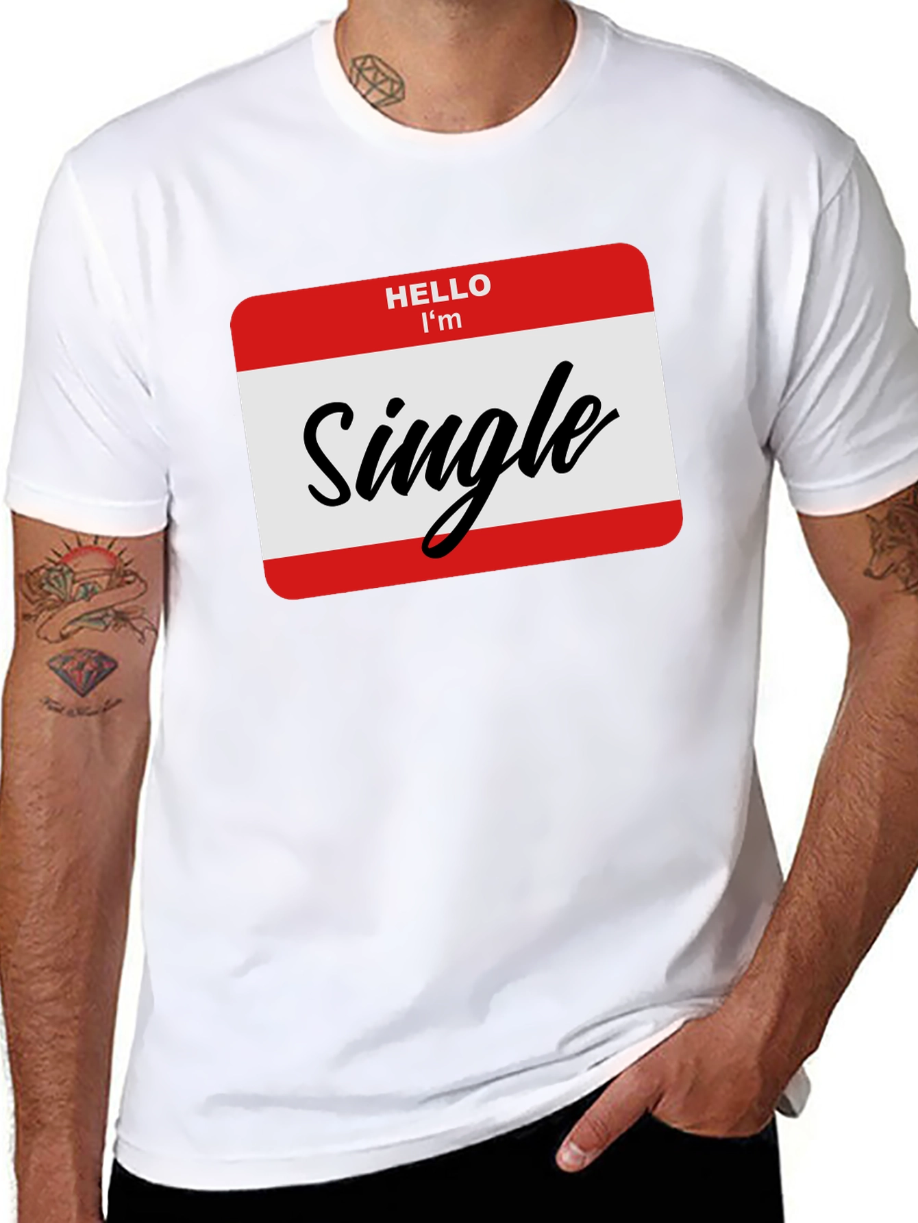 Hello Im Single T-Shirt - Black Funny Dating Tee