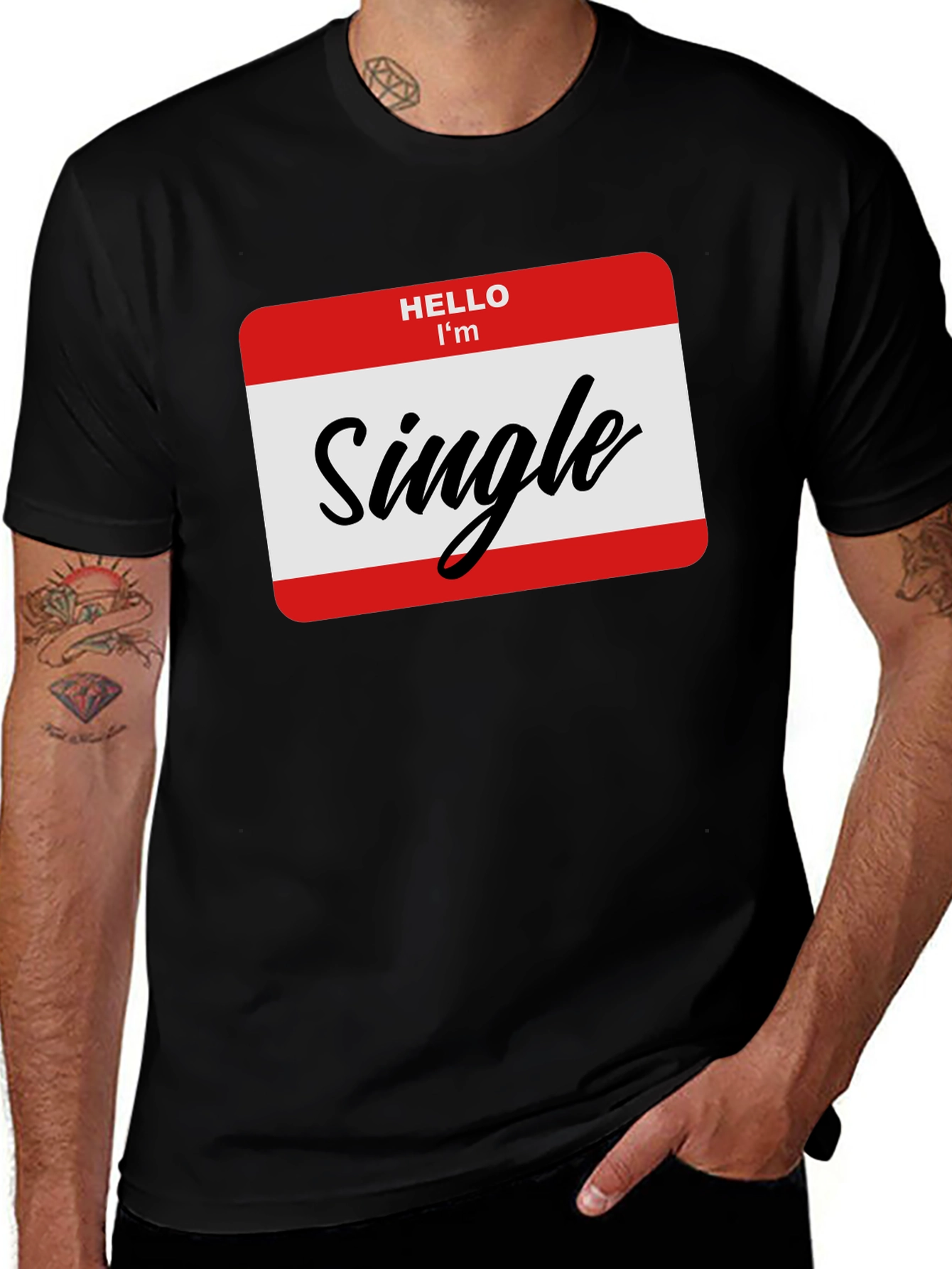 Hello Im Single T-Shirt - Black Funny Dating Tee