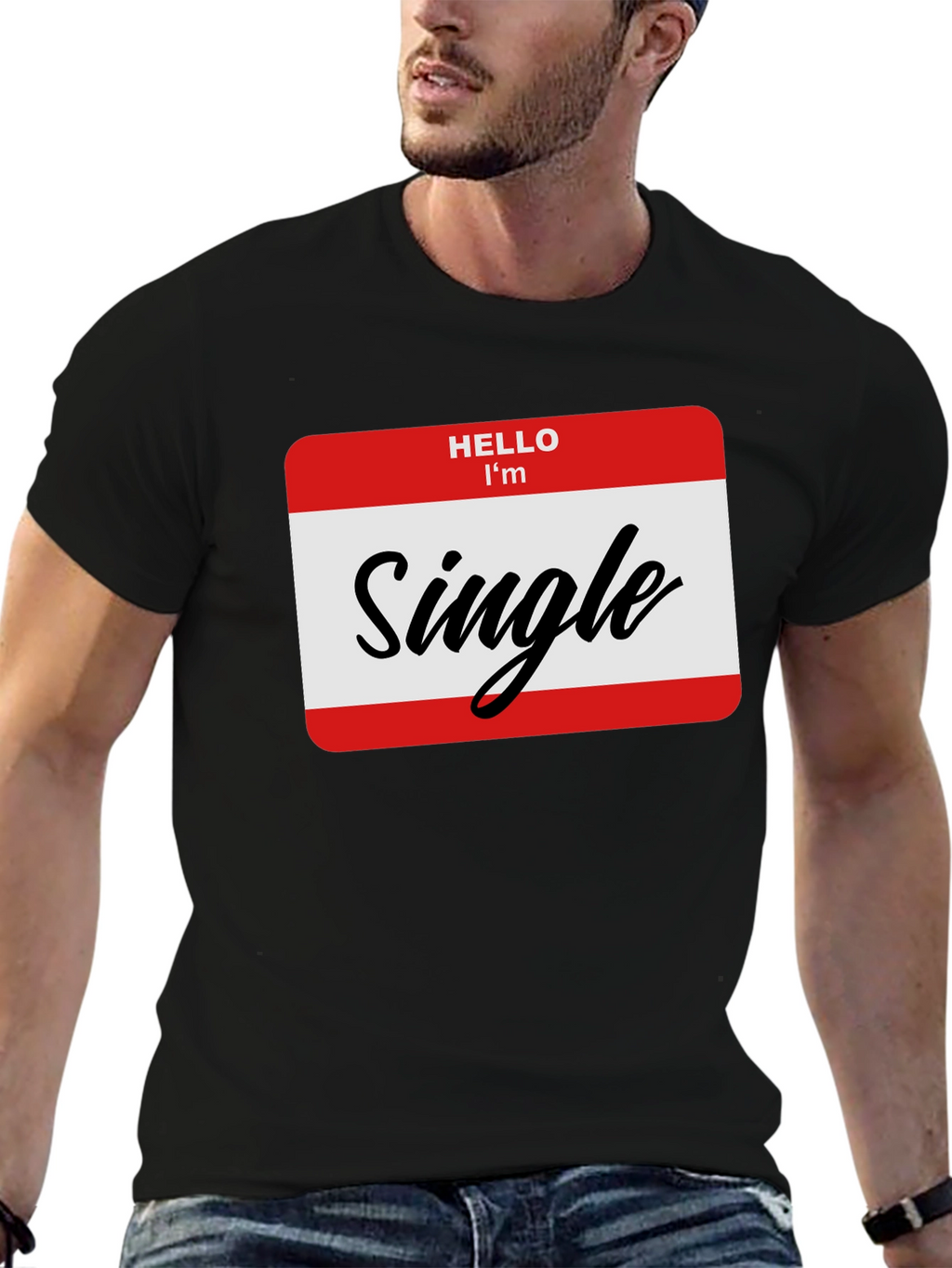 Hello Im Single T-Shirt - Black Funny Dating Tee