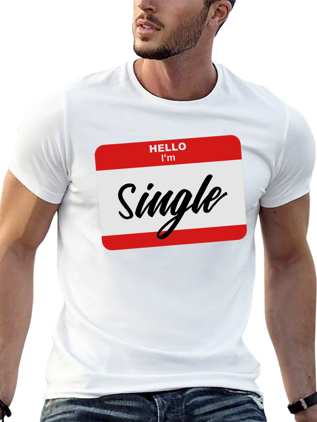 Hello Im Single T-Shirt - Black Funny Dating Tee