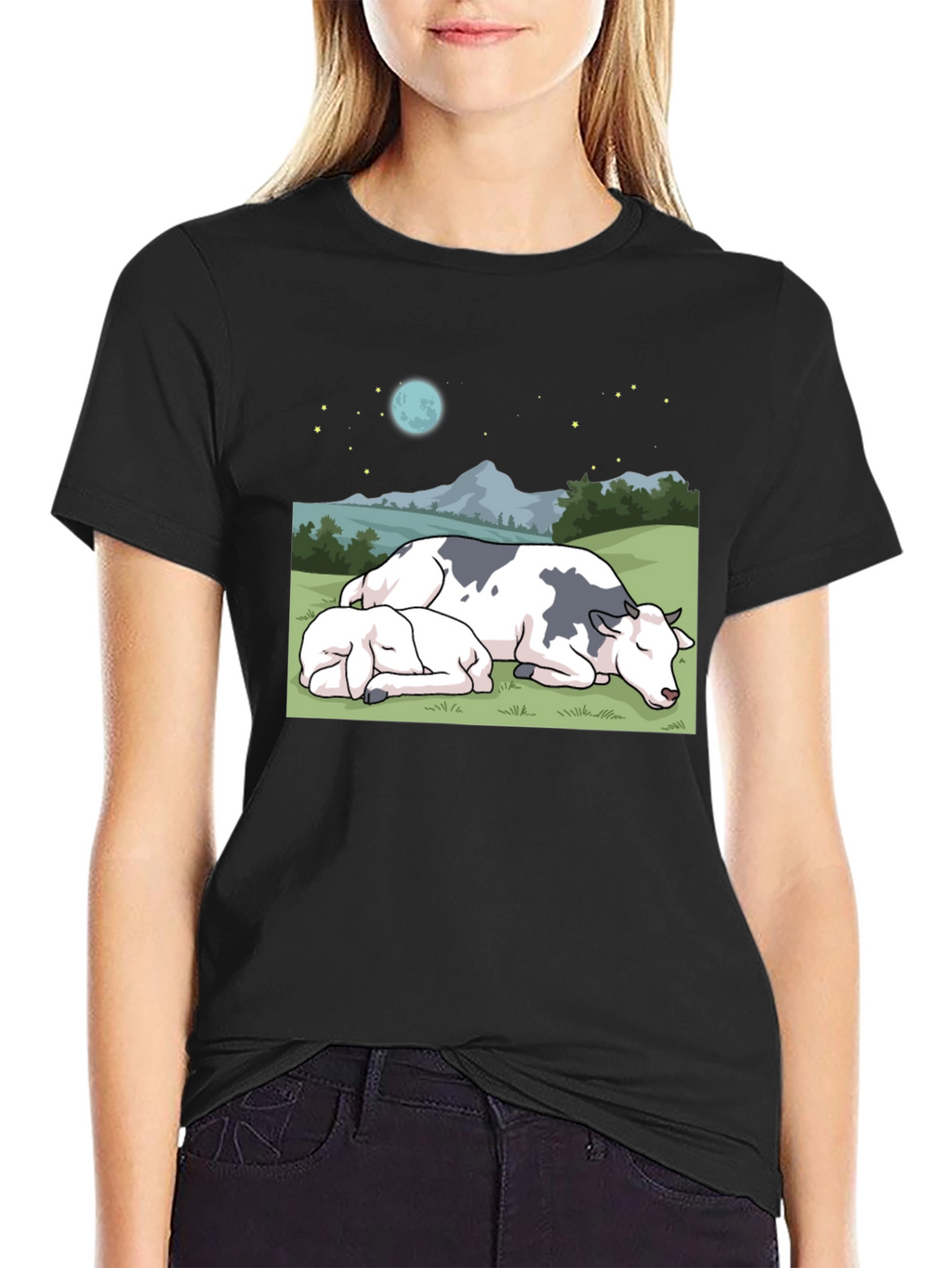 Cow & Calf Night Scene T-Shirt