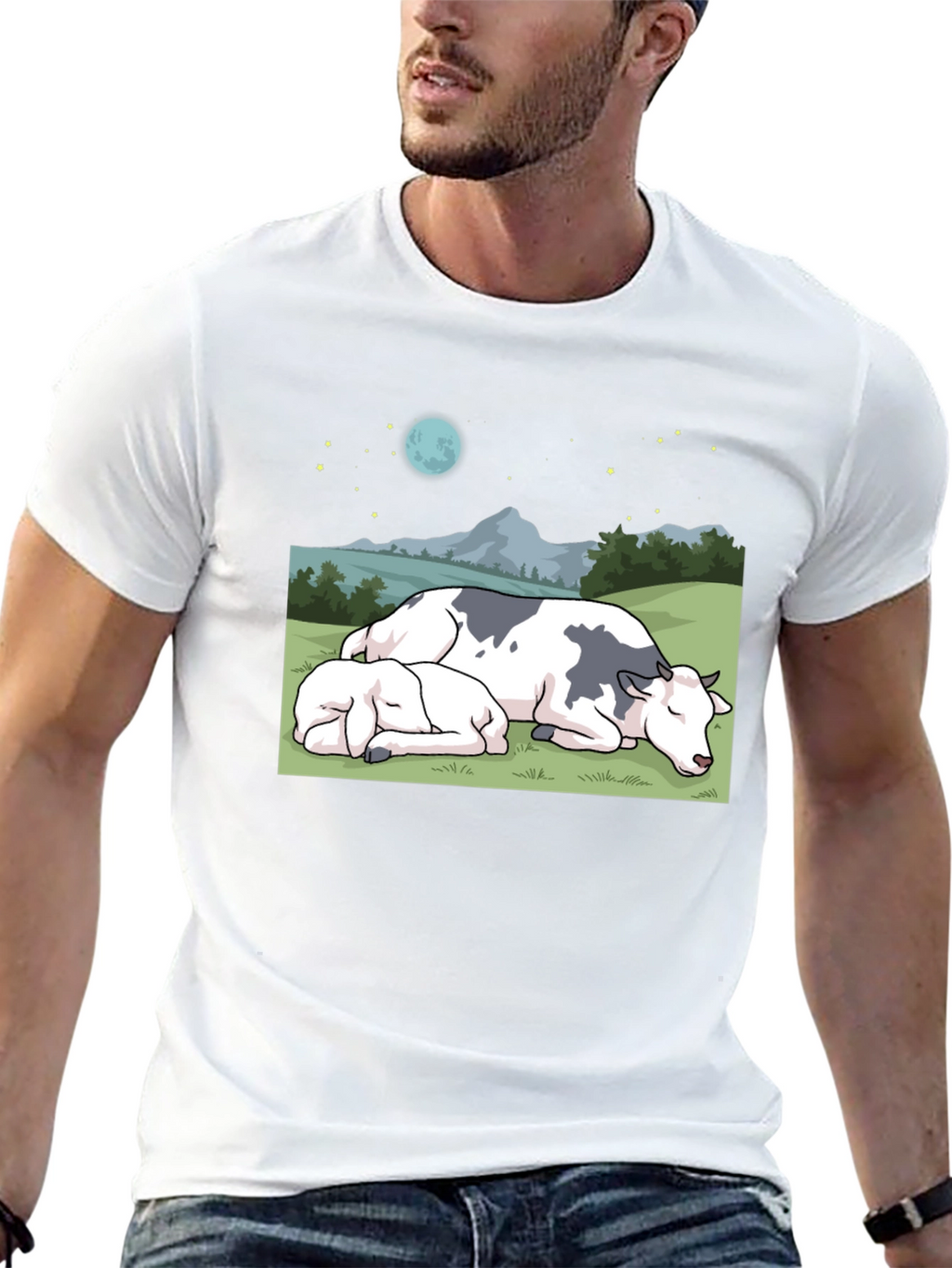 Cow & Calf Night Scene T-Shirt