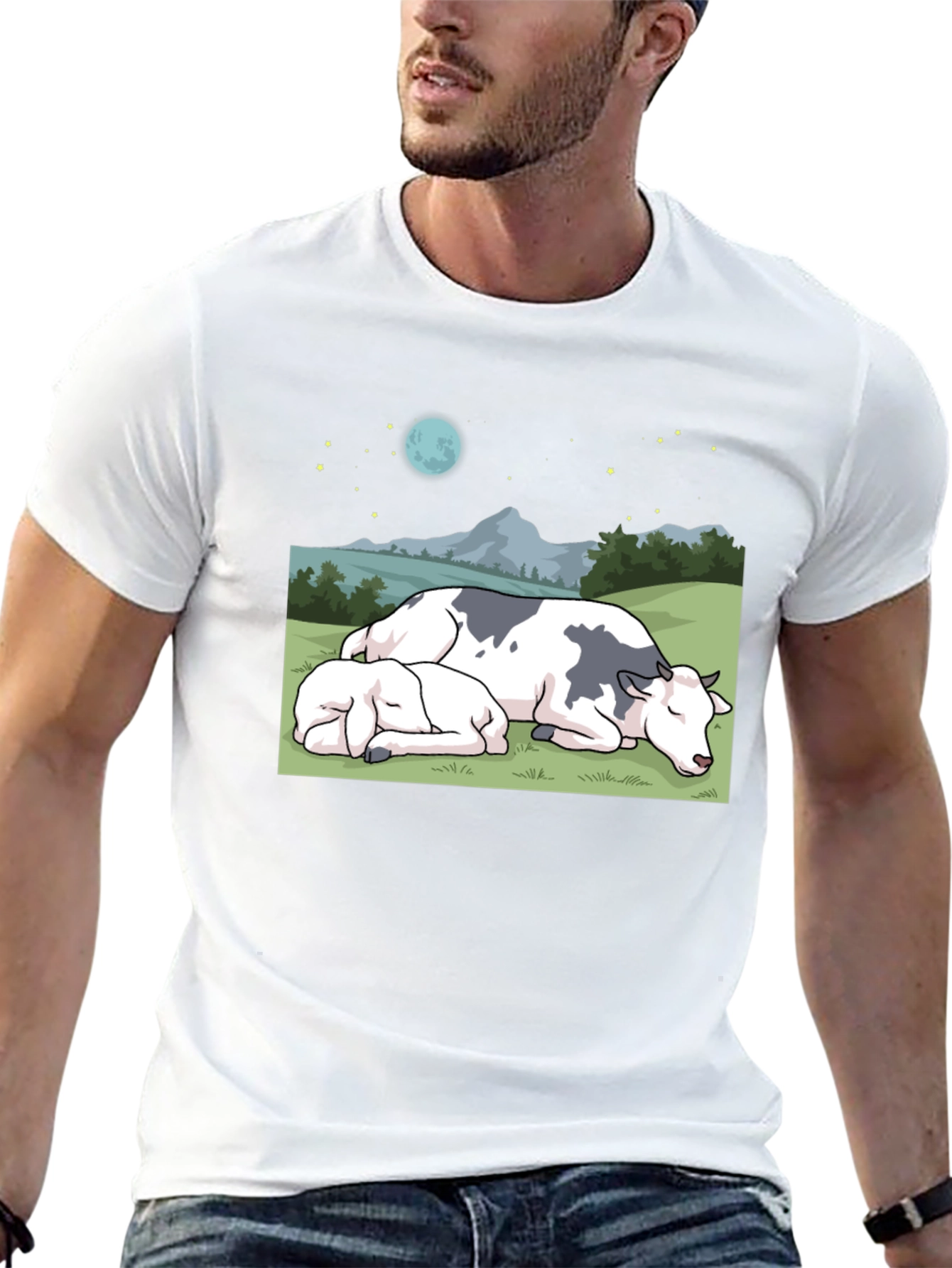 Cow & Calf Night Scene T-Shirt