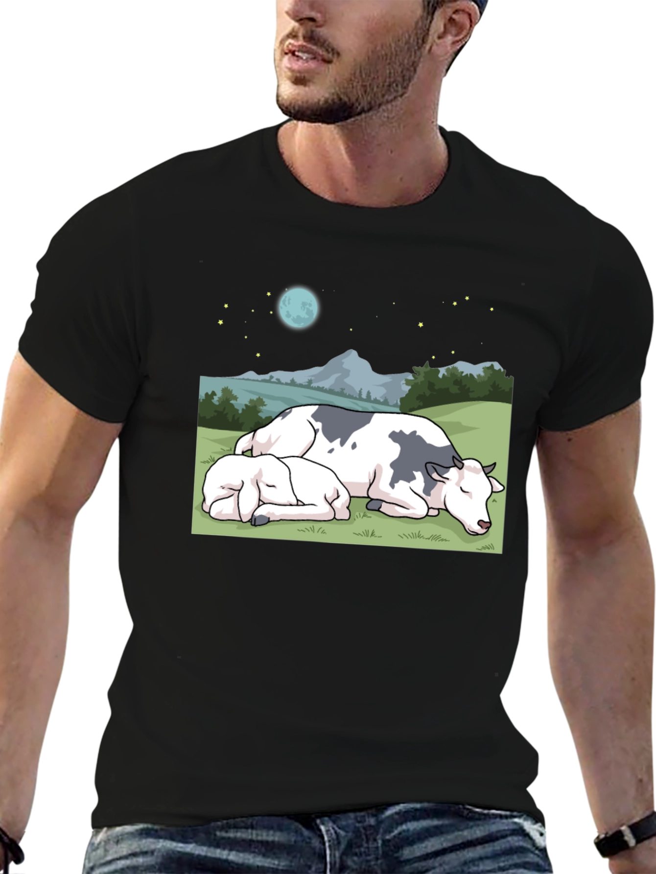 Cow & Calf Night Scene T-Shirt