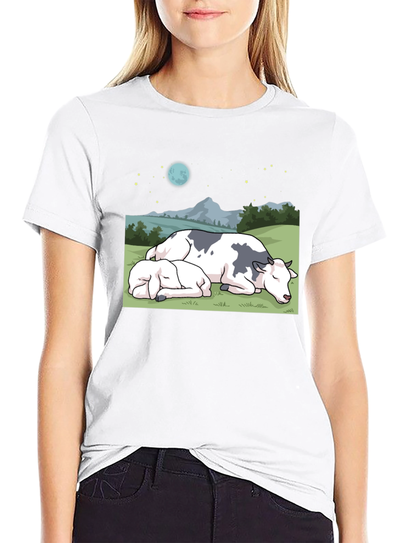 Cow & Calf Night Scene T-Shirt