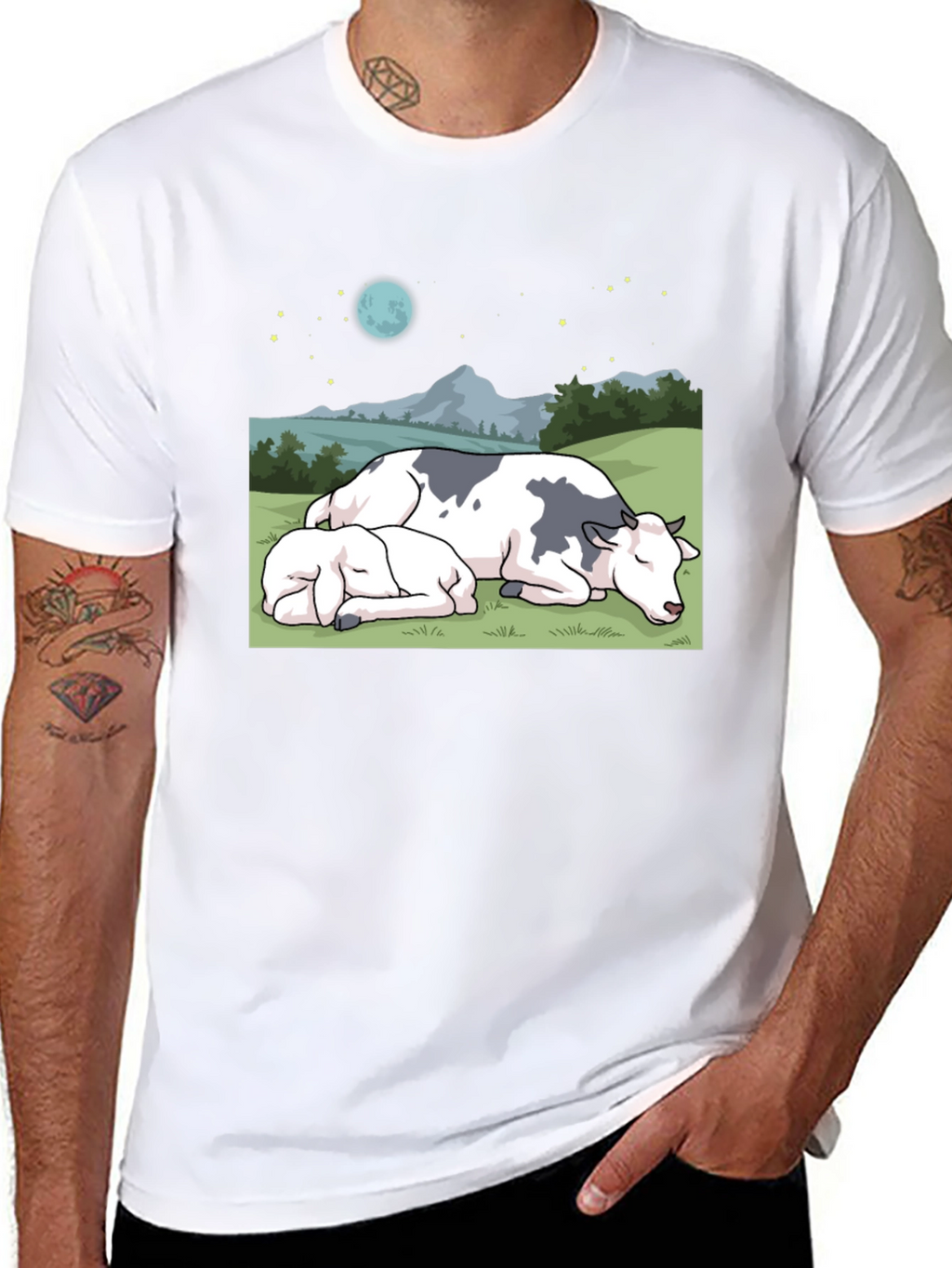Cow & Calf Night Scene T-Shirt