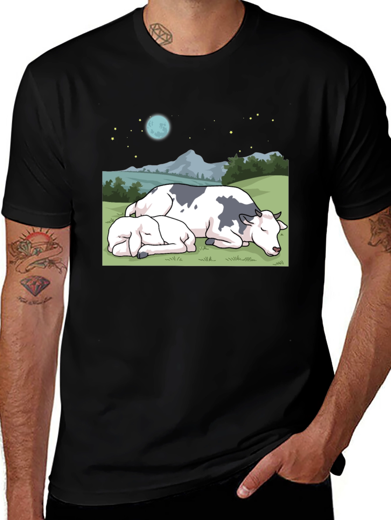 Cow & Calf Night Scene T-Shirt