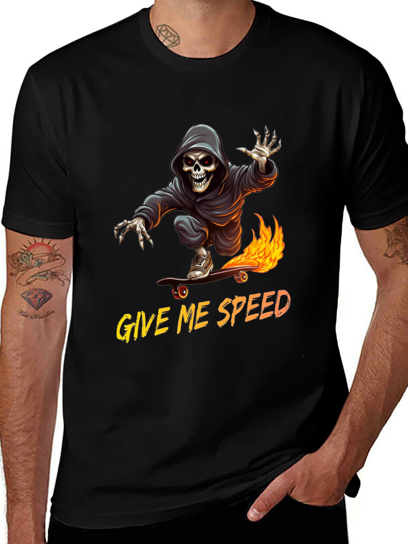 Grim Reaper Skateboard T-Shirt - Give Me Speed