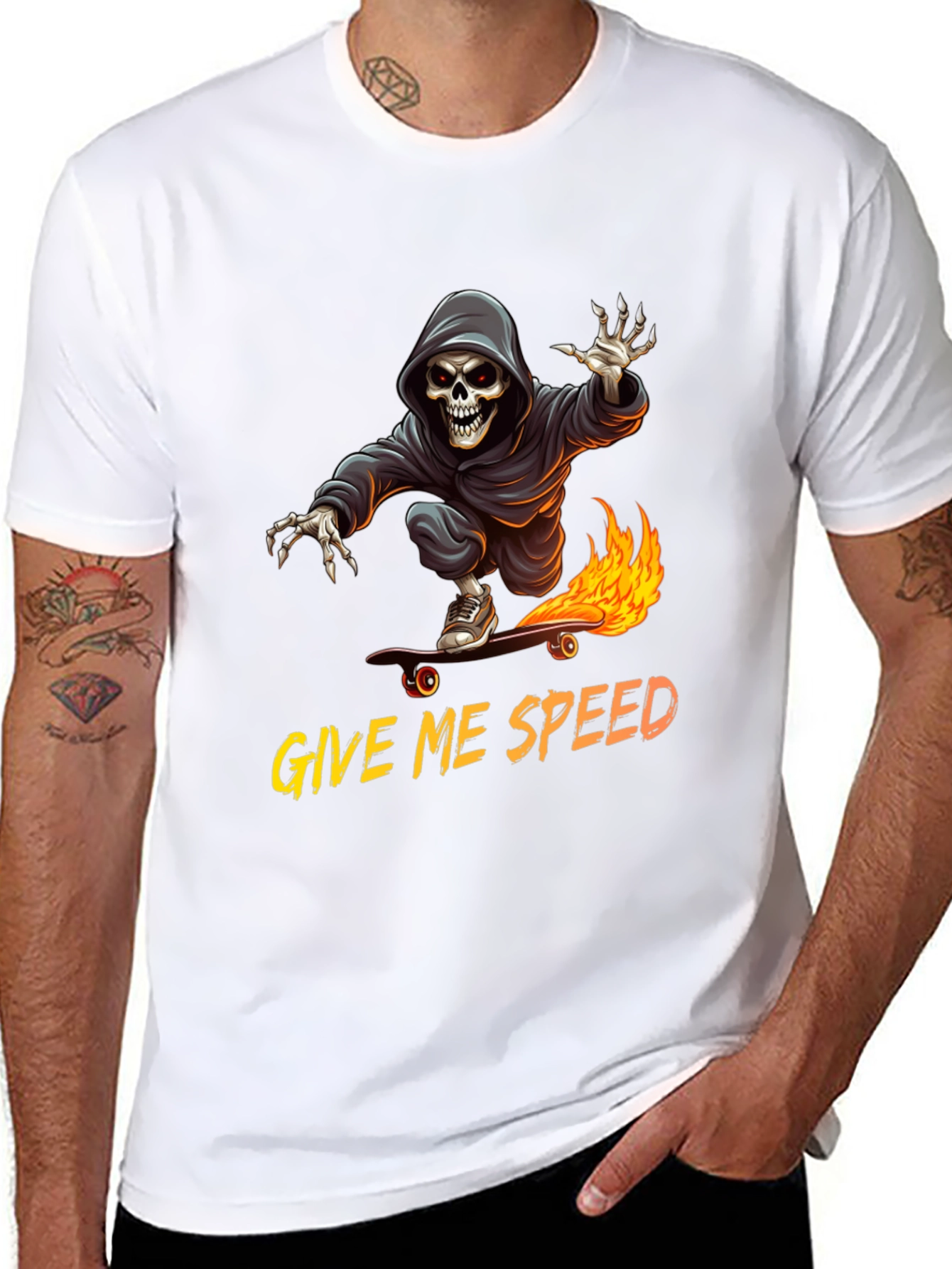 Grim Reaper Skateboard T-Shirt - Give Me Speed