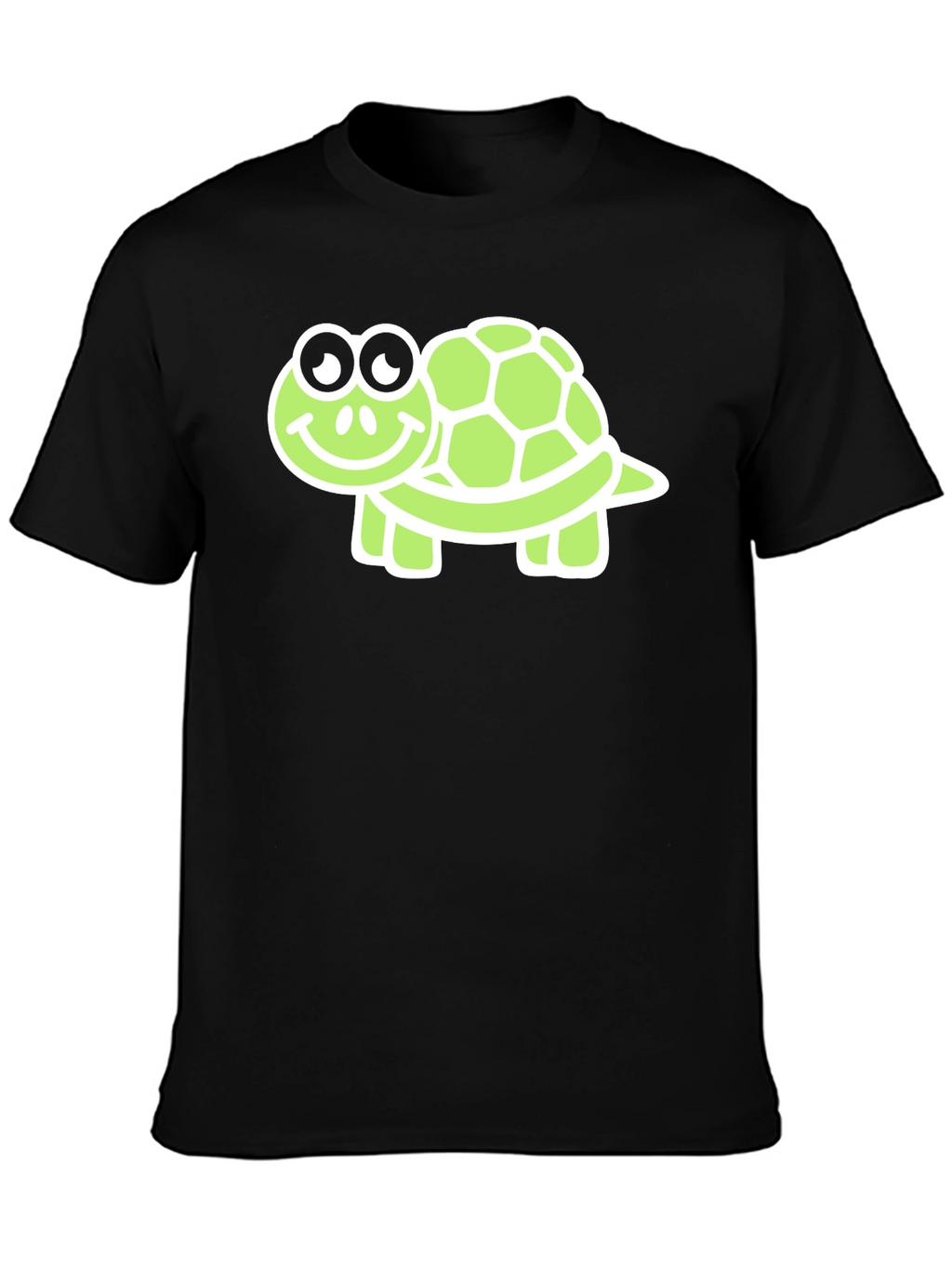Cute Turtle Graphic Tee - Black