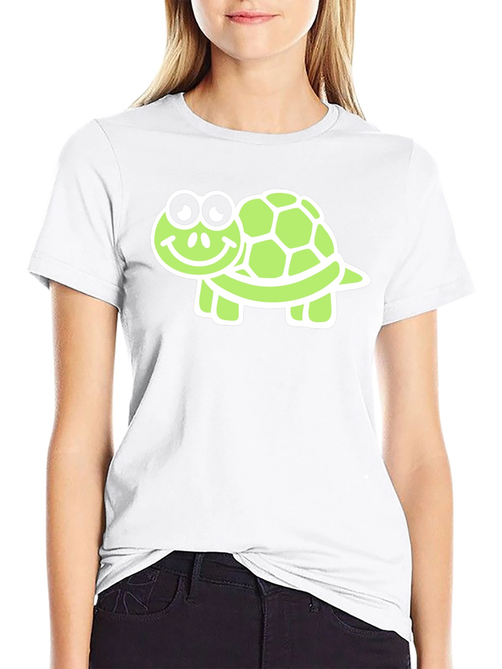 Cute Turtle Graphic Tee - Black