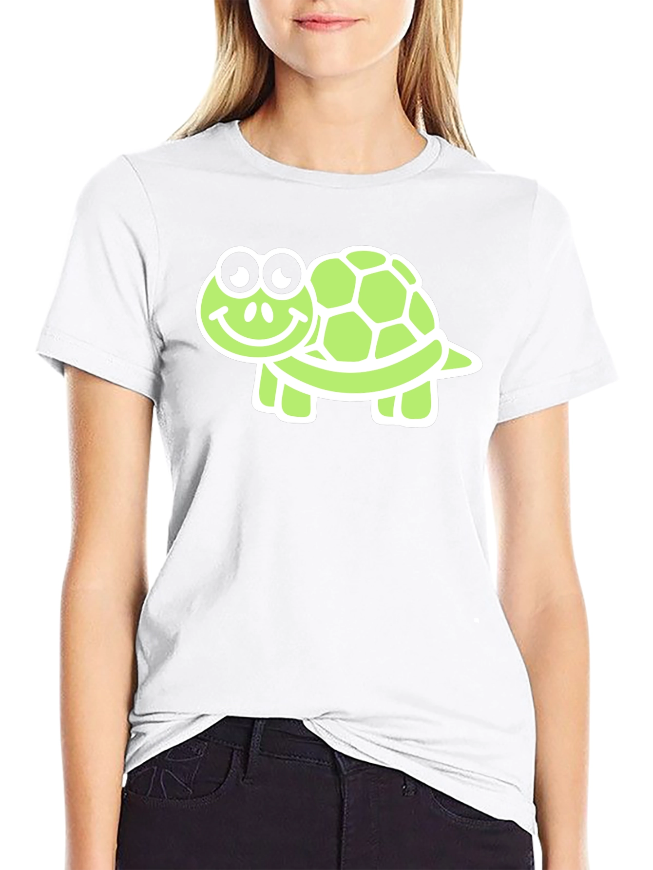 Cute Turtle Graphic Tee - Black