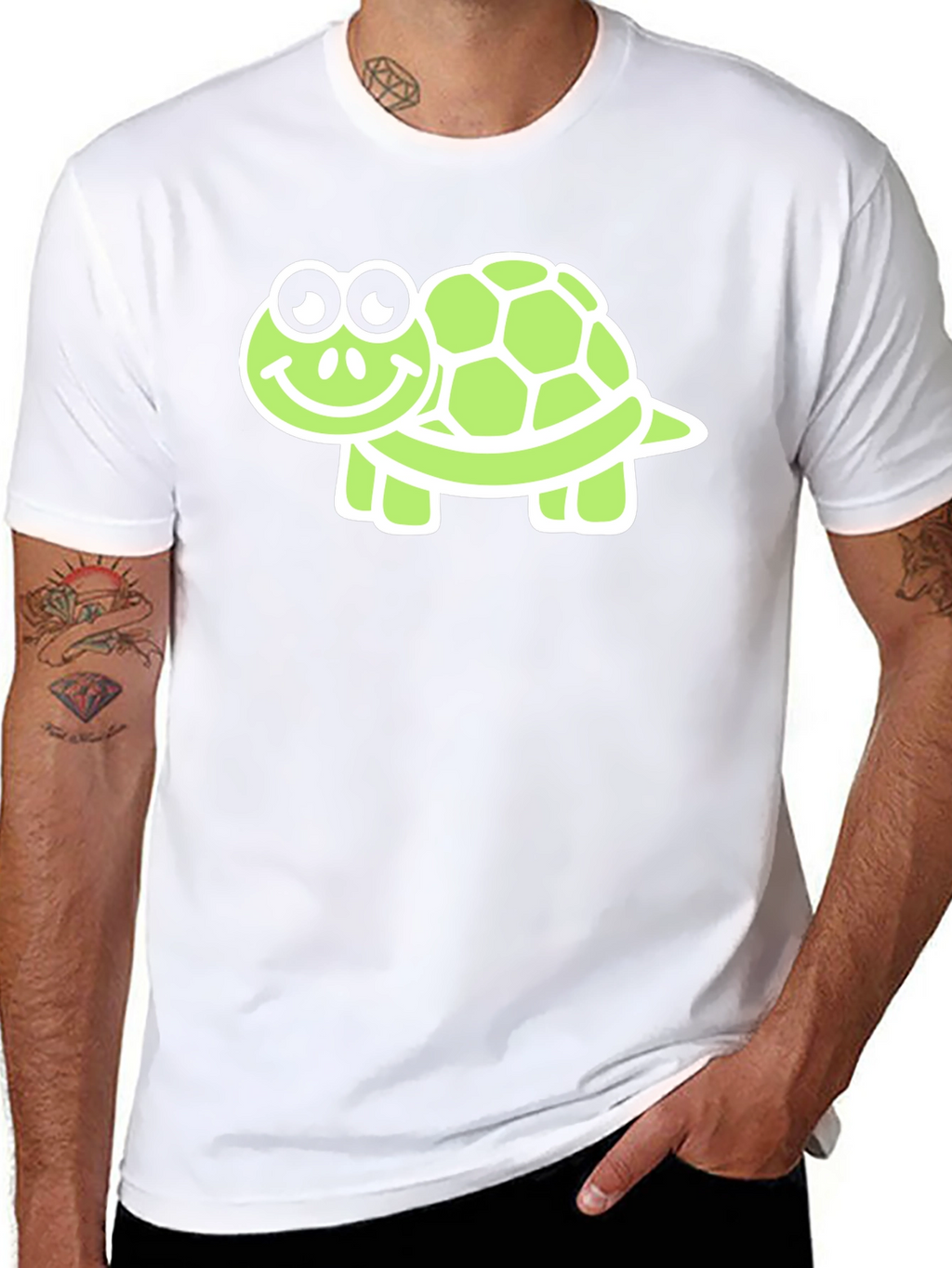 Cute Turtle Graphic Tee - Black