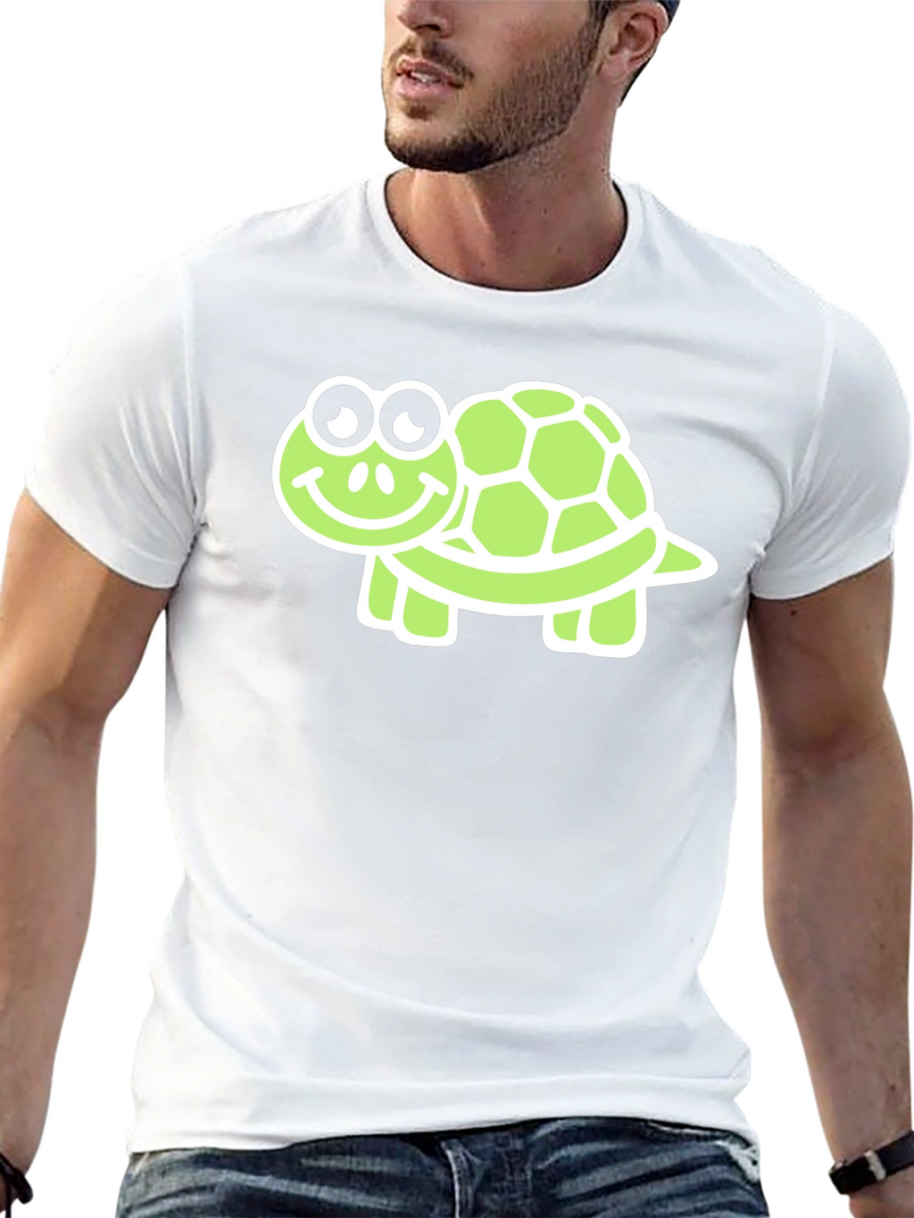 Cute Turtle Graphic Tee - Black