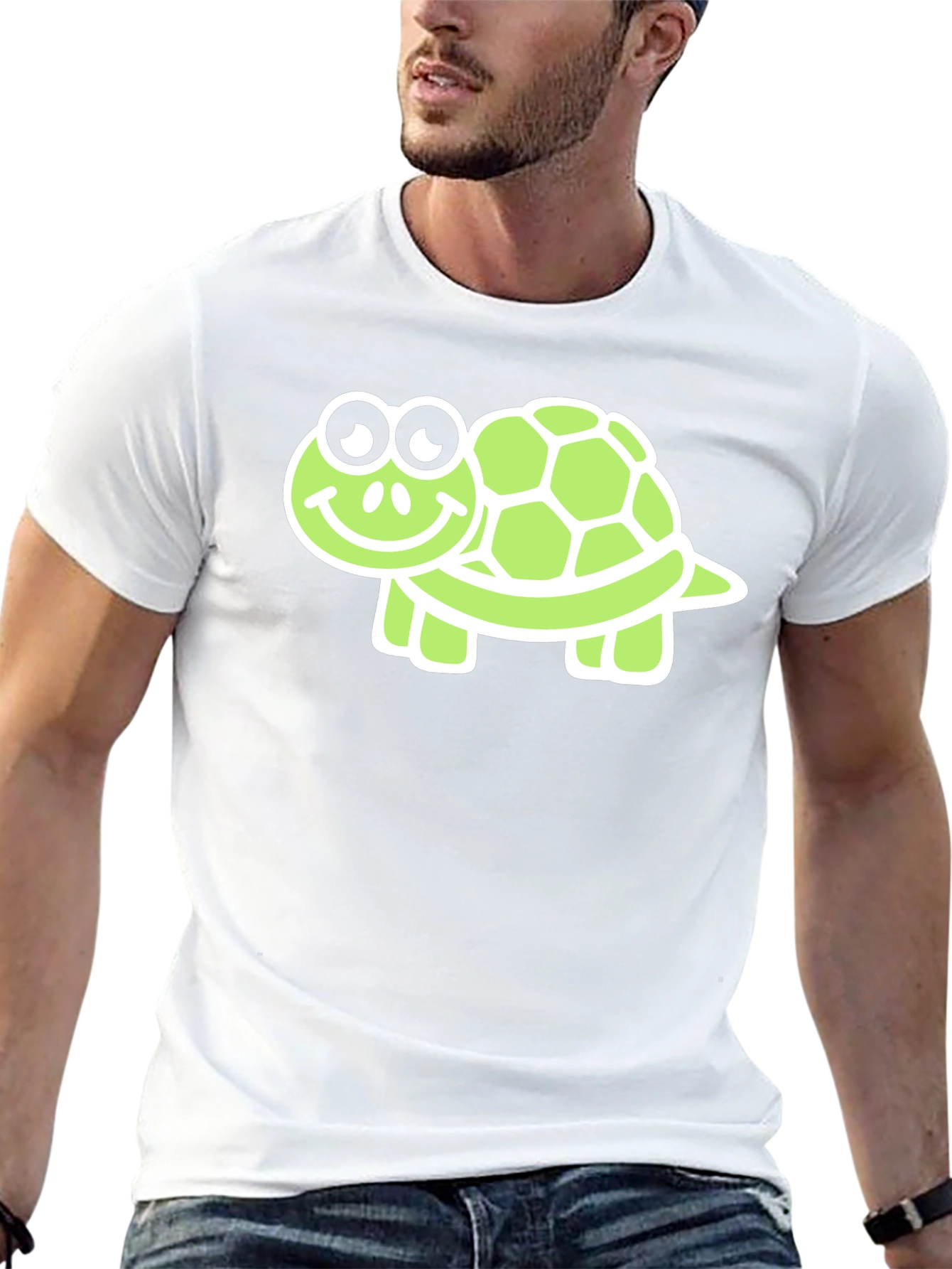 Cute Turtle Graphic Tee - Black