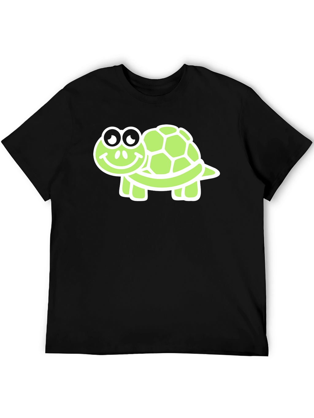 Cute Turtle Graphic Tee - Black