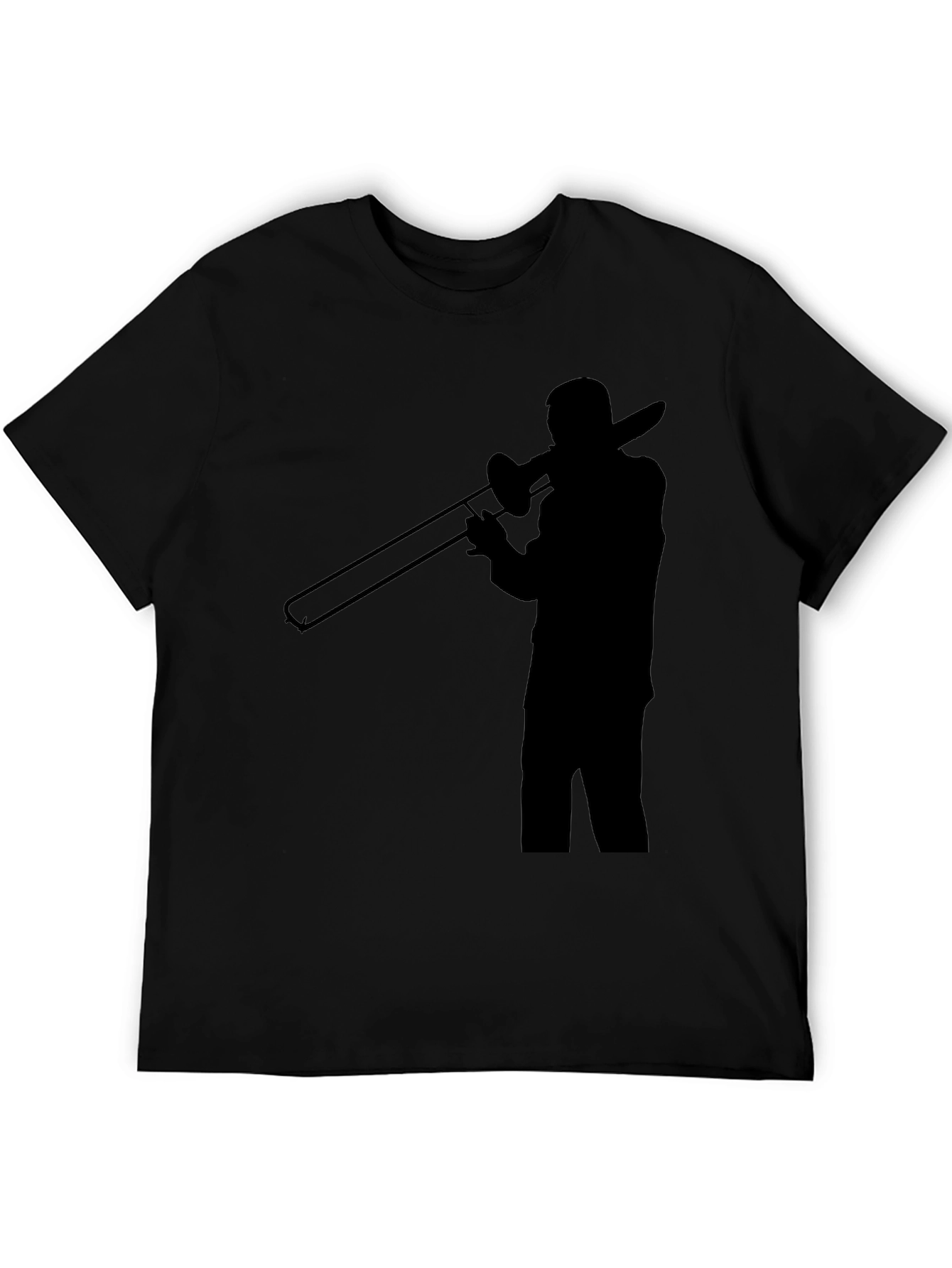 Trombone Player Graphic Tee - Black Cotton Comfort
