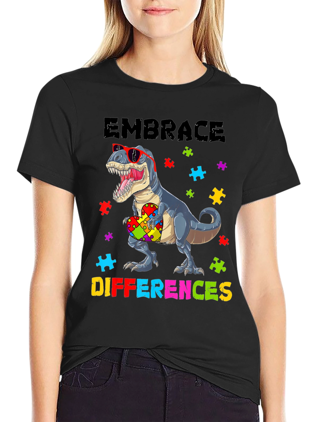 Embrace Differences T-Rex Autism Awareness Shirt