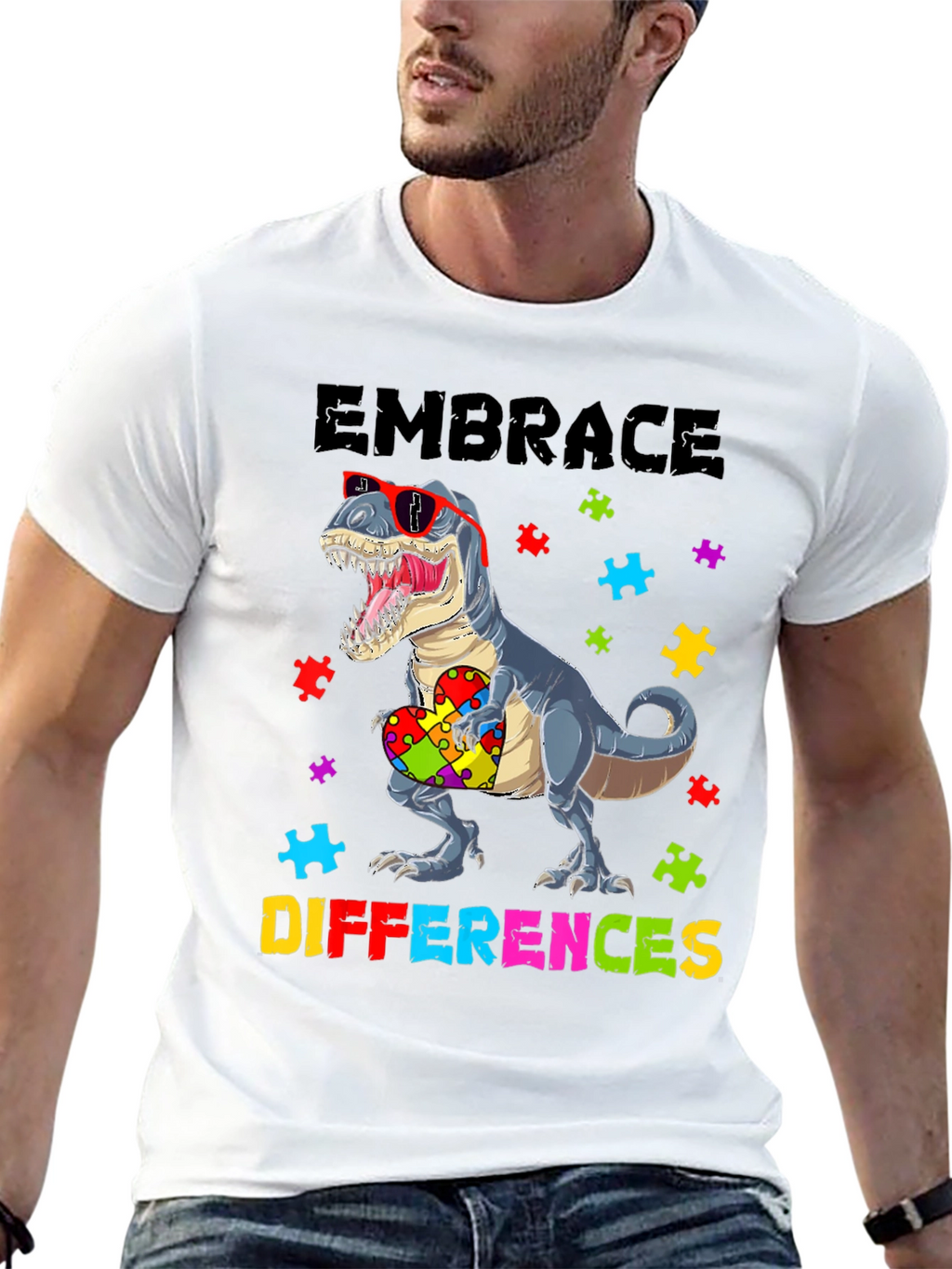 Embrace Differences T-Rex Autism Awareness Shirt
