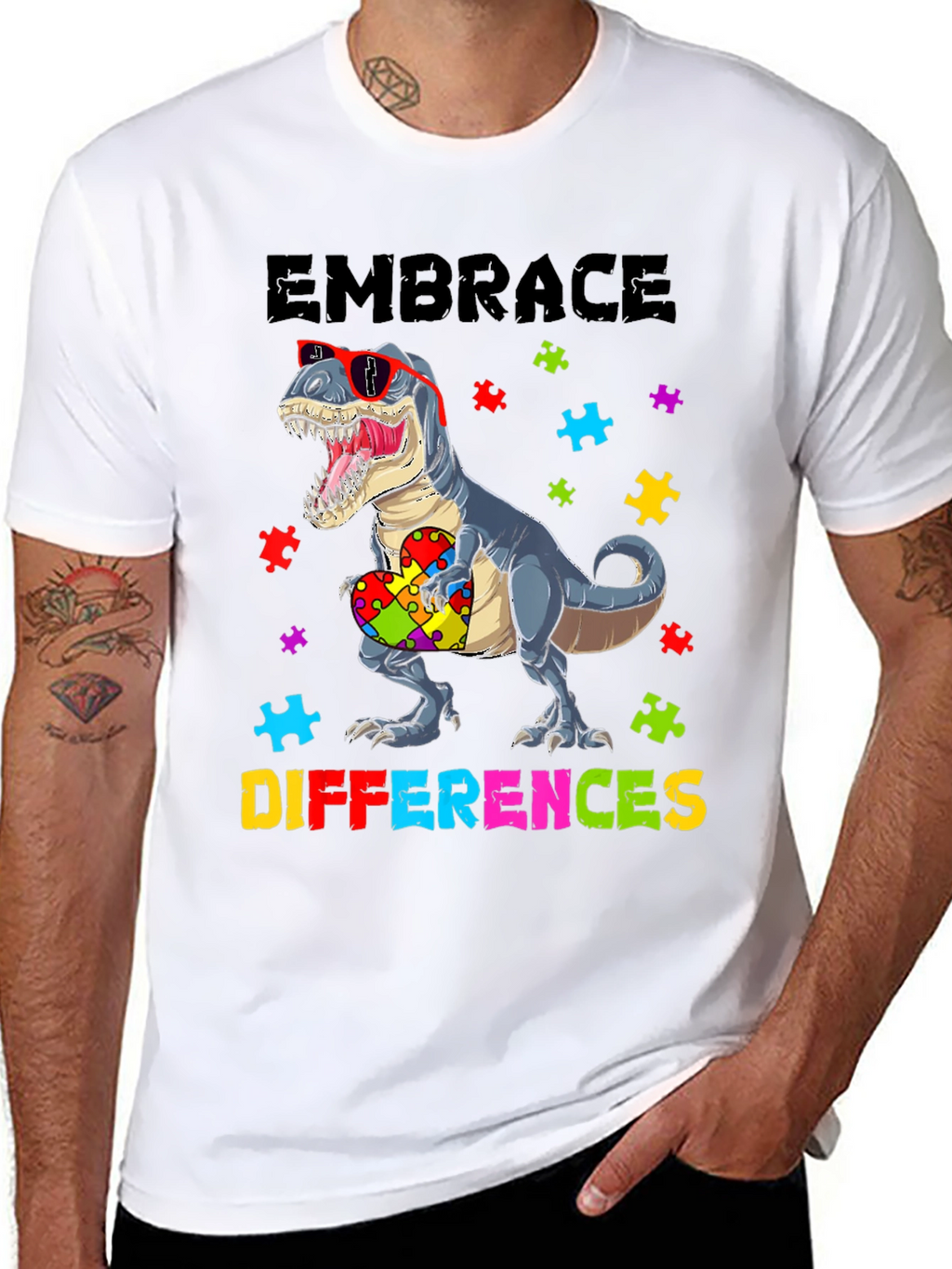Embrace Differences T-Rex Autism Awareness Shirt