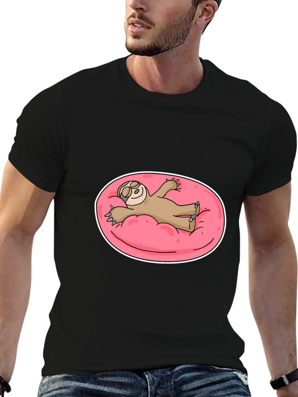Sloth on Pink Float T-Shirt