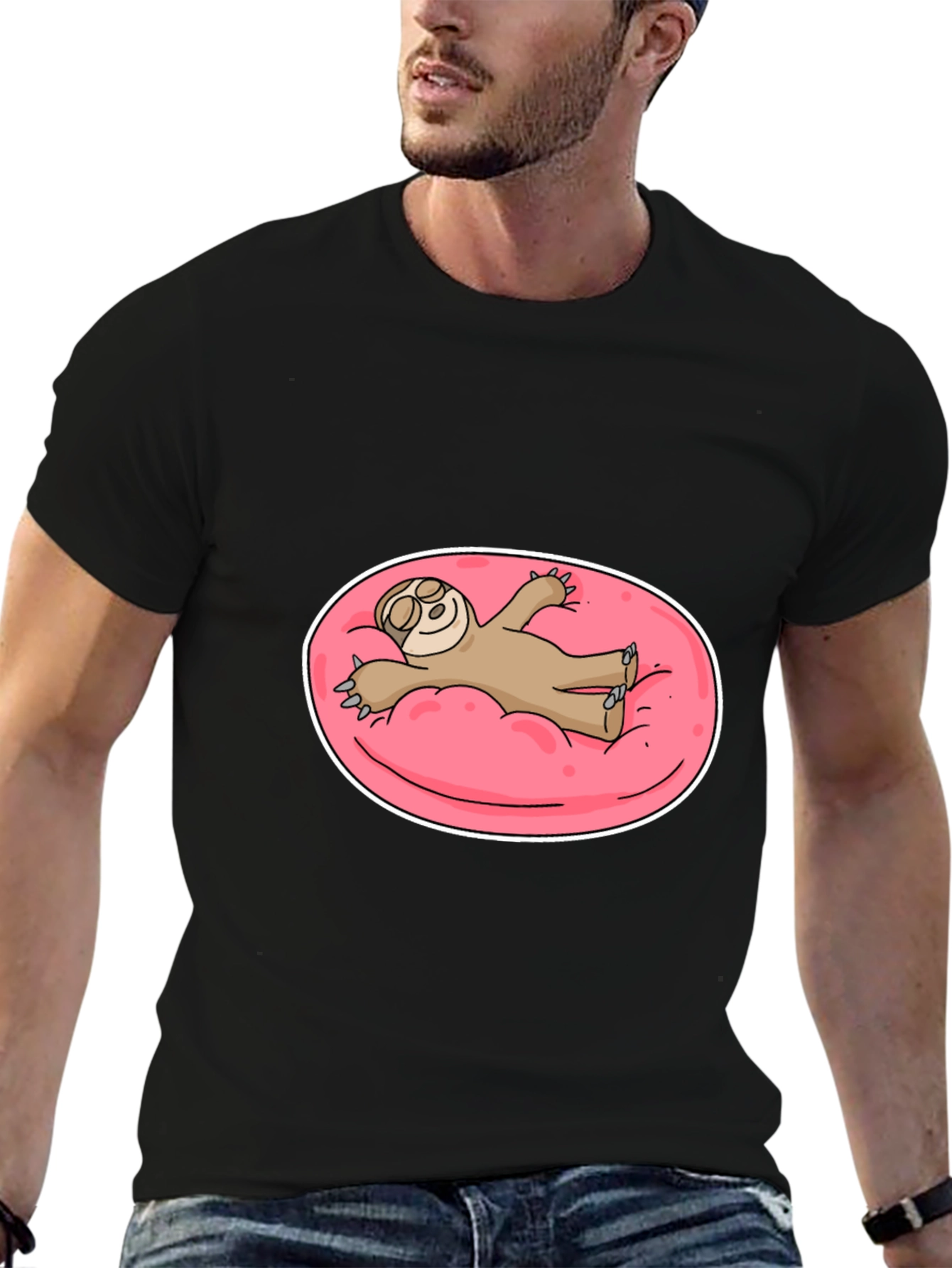 Sloth on Pink Float T-Shirt