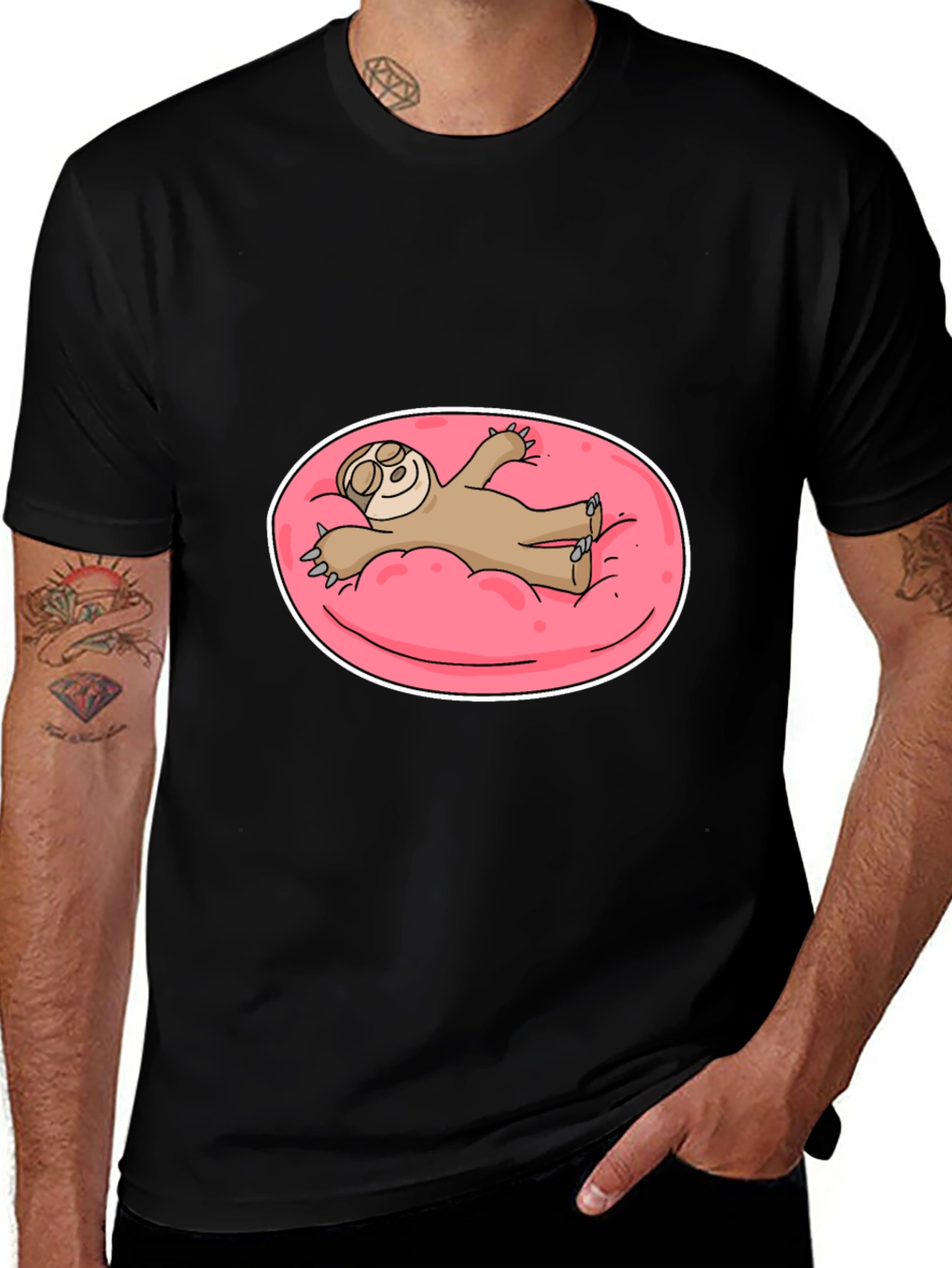 Sloth on Pink Float T-Shirt