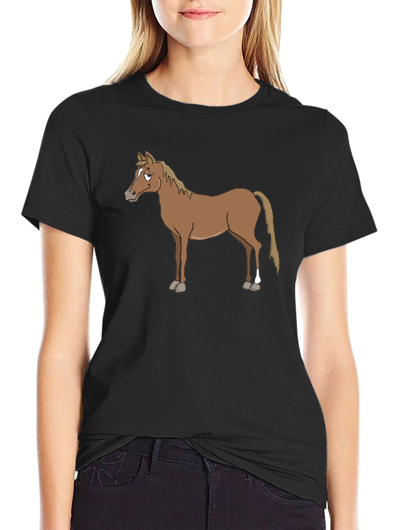 Horse Graphic T-Shirt - Casual Black Tee
