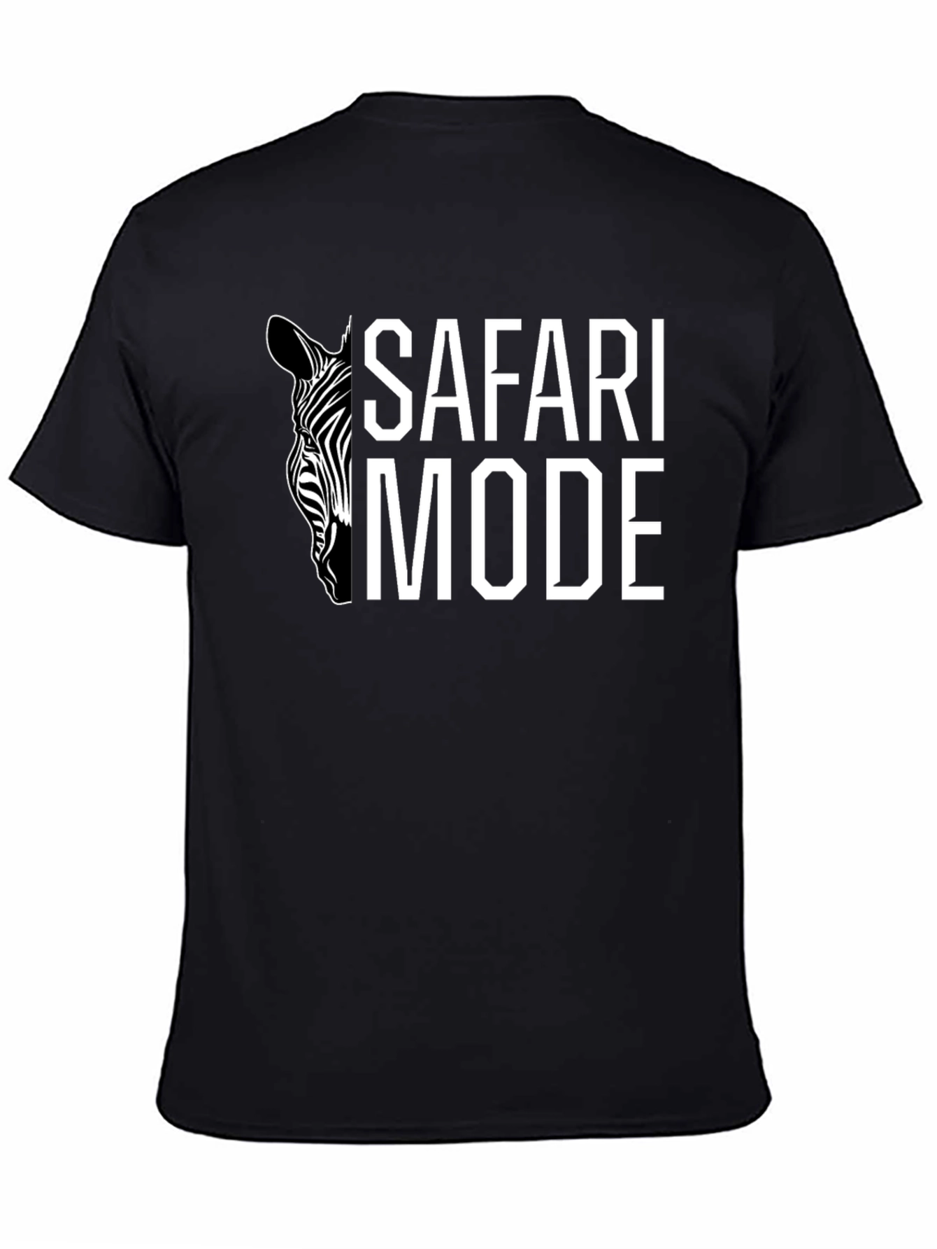 Safari Mode Zebra Graphic Tee - Black Cotton T-Shirt
