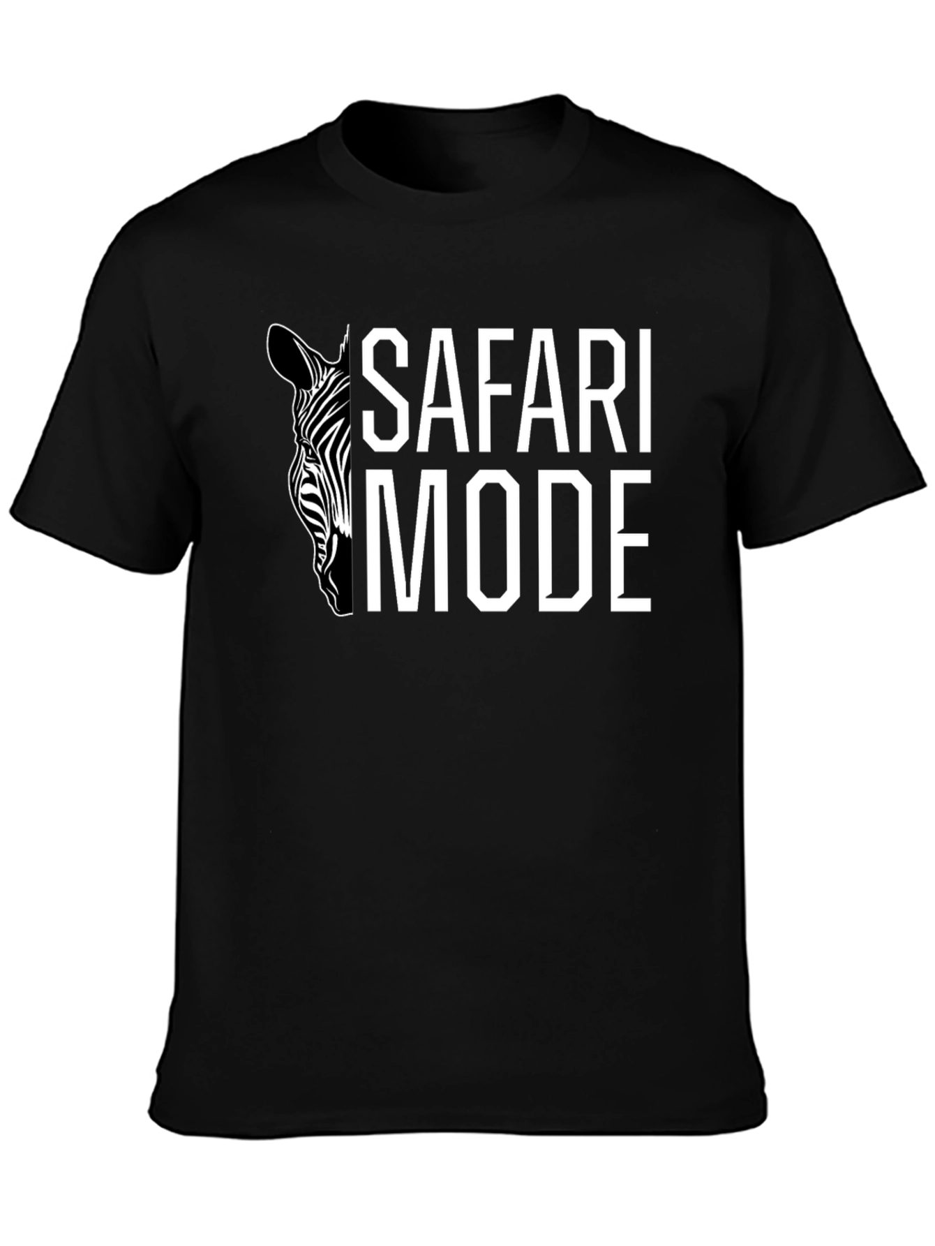 Safari Mode Zebra Graphic Tee - Black Cotton T-Shirt