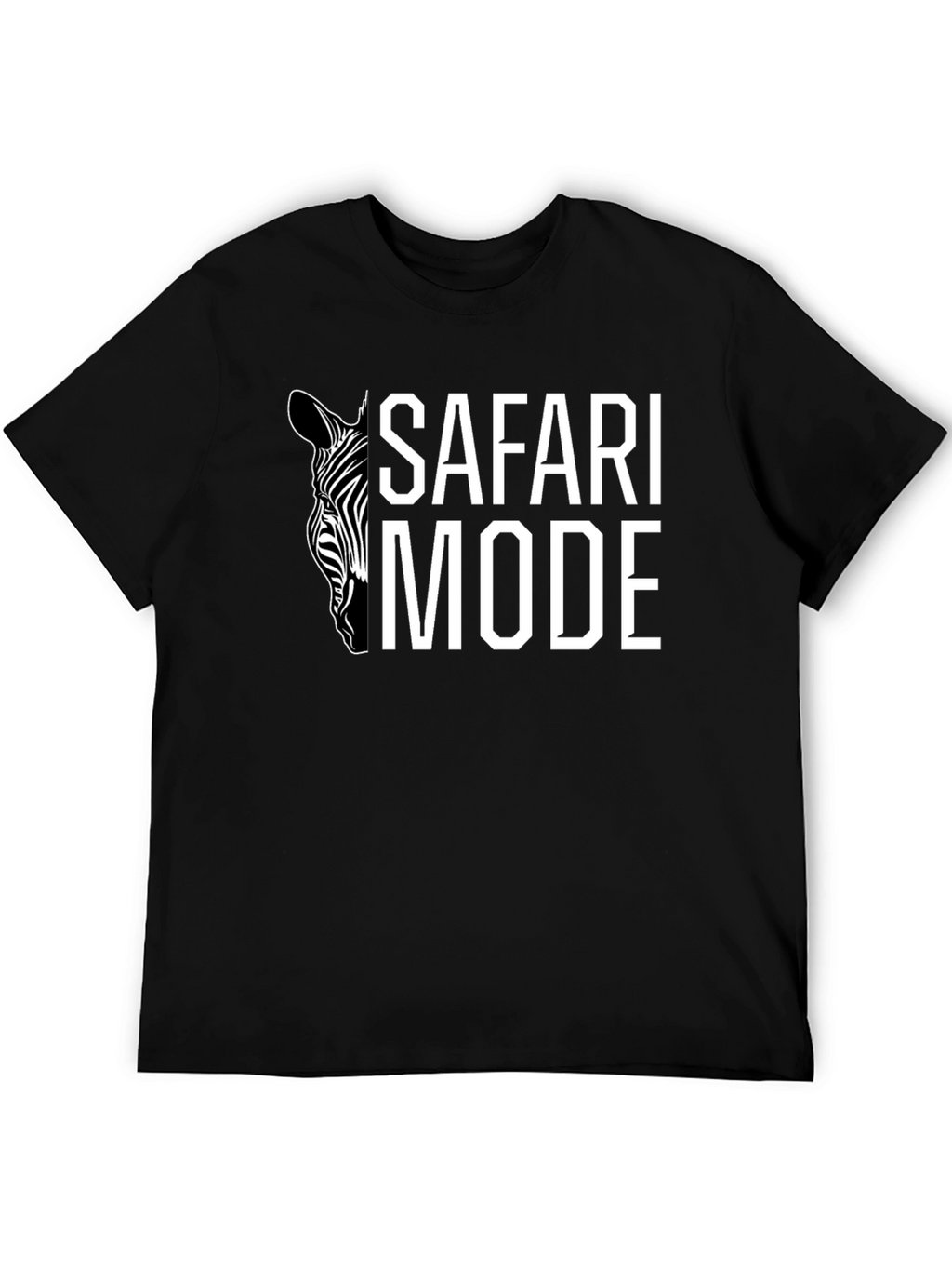 Safari Mode Zebra Graphic Tee - Black Cotton T-Shirt