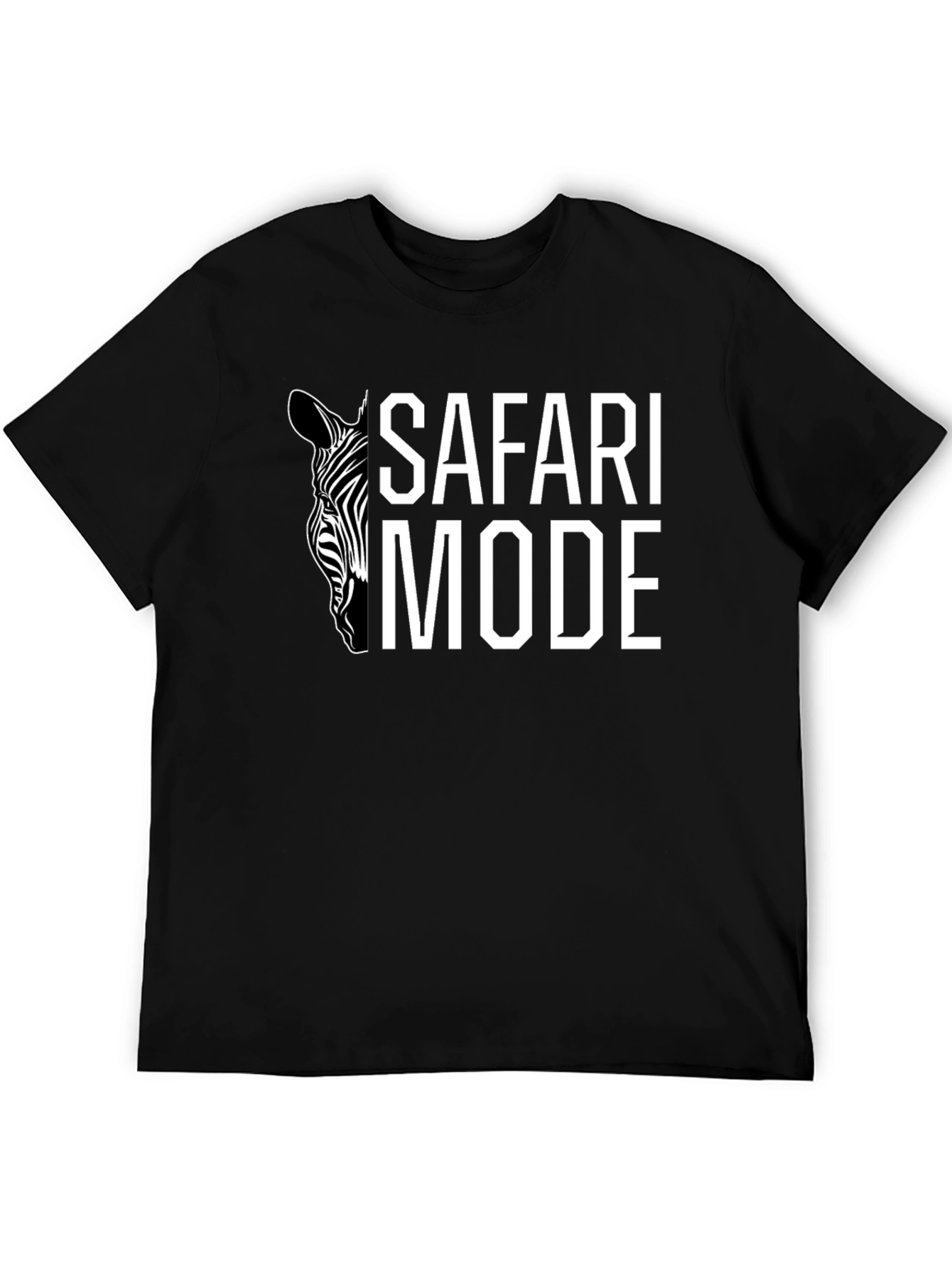 Safari Mode Zebra Graphic Tee - Black Cotton T-Shirt