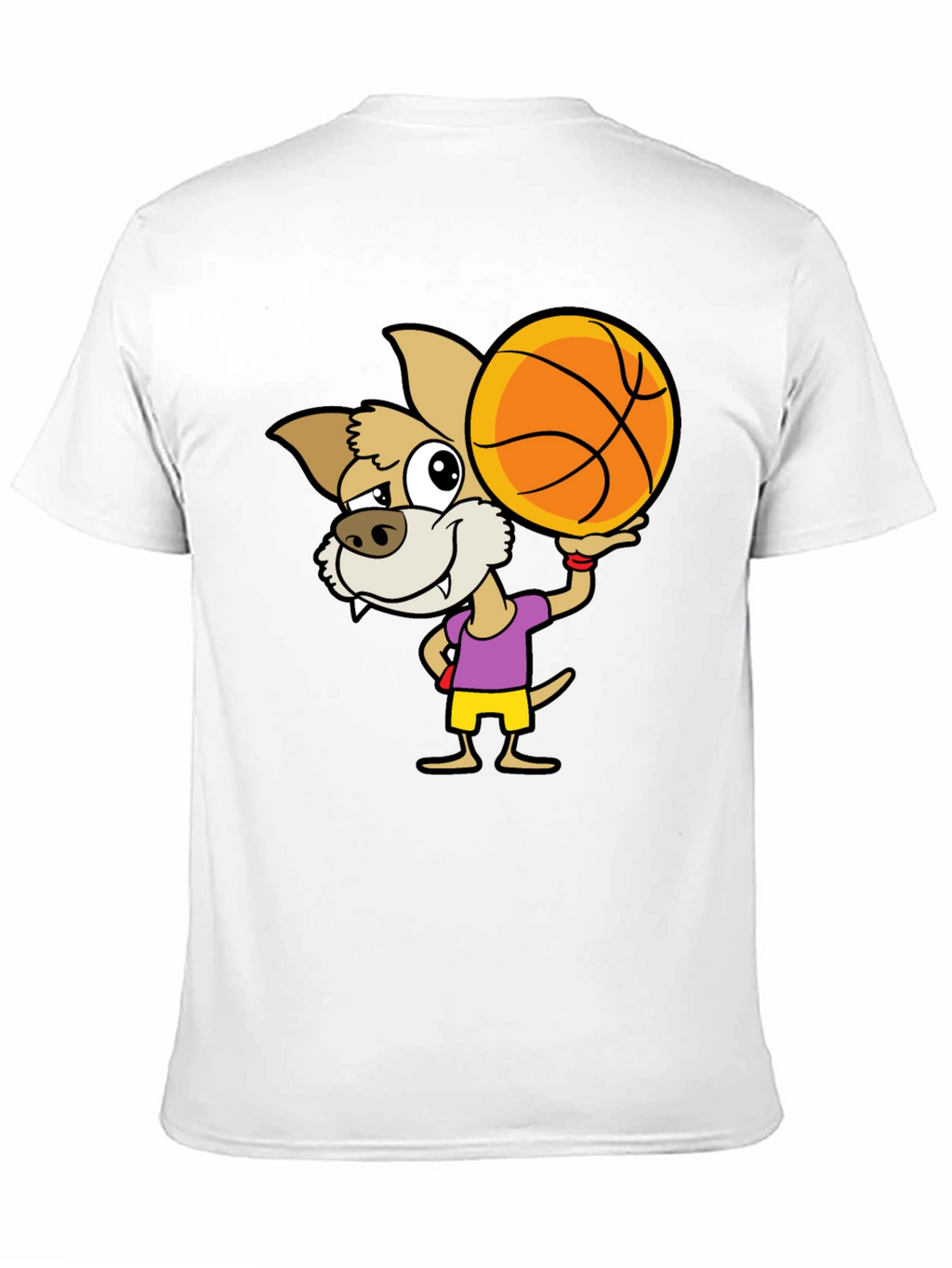Cartoon Dog Basketball Graphic T-Shirt