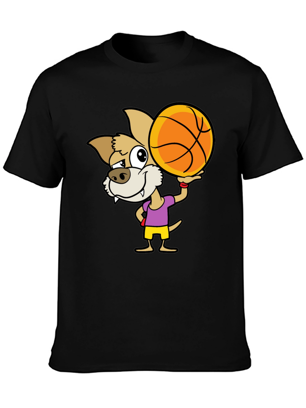 Cartoon Dog Basketball Graphic T-Shirt