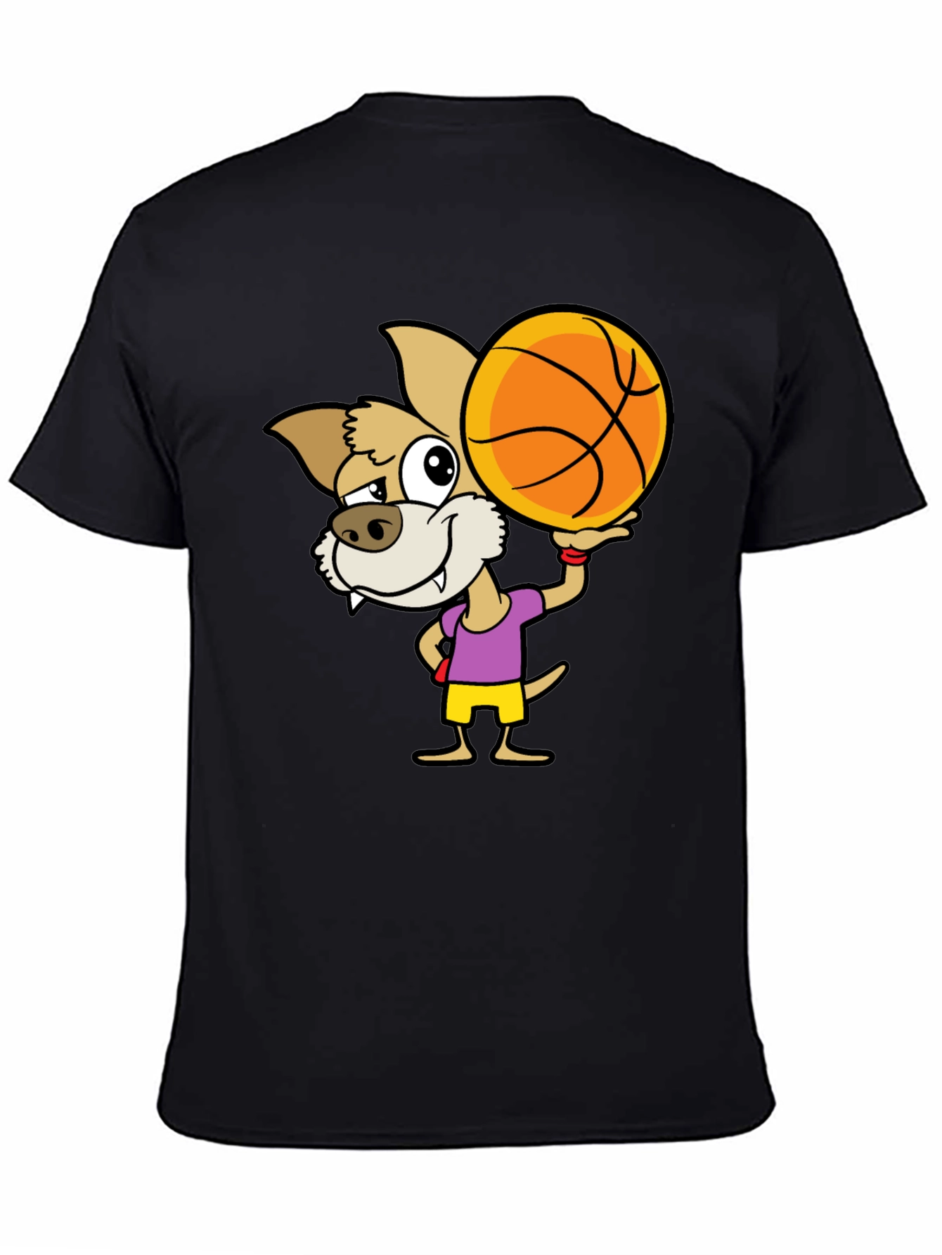 Cartoon Dog Basketball Graphic T-Shirt