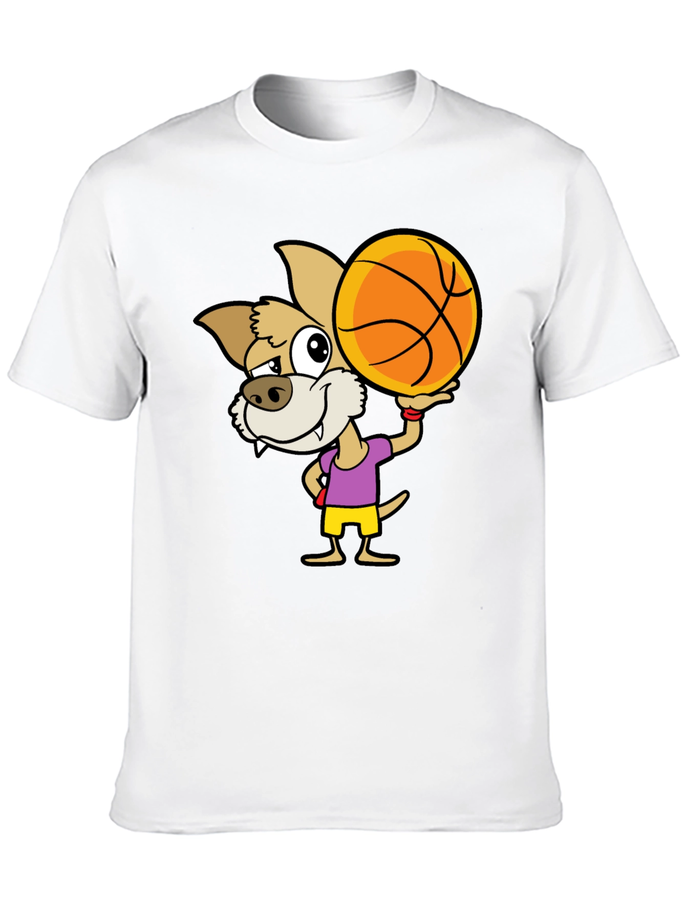 Cartoon Dog Basketball Graphic T-Shirt