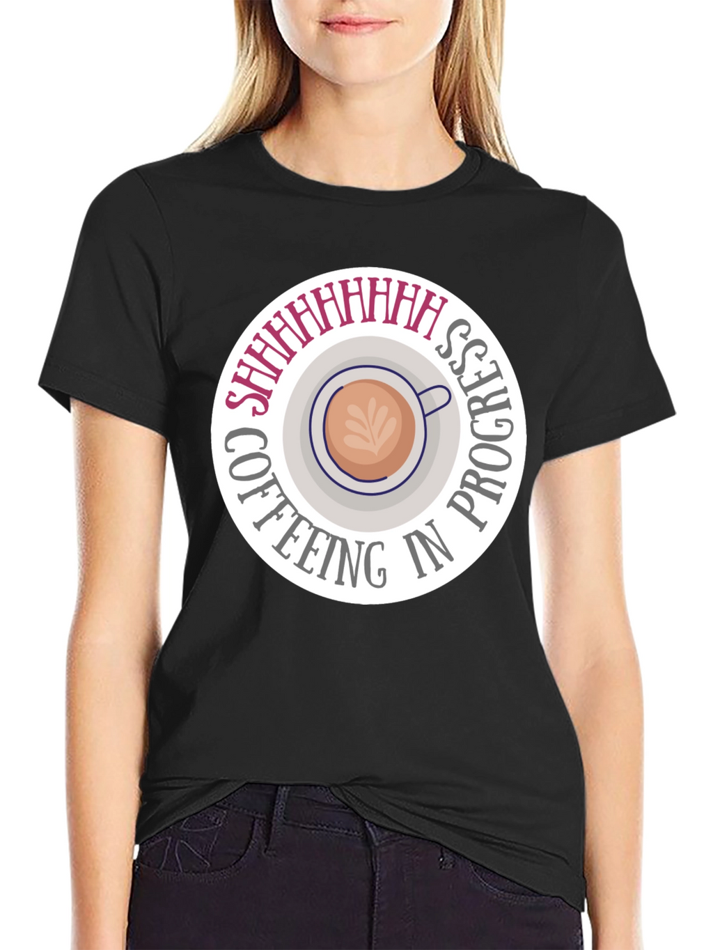 Coffeeing in Progress Black T-Shirt