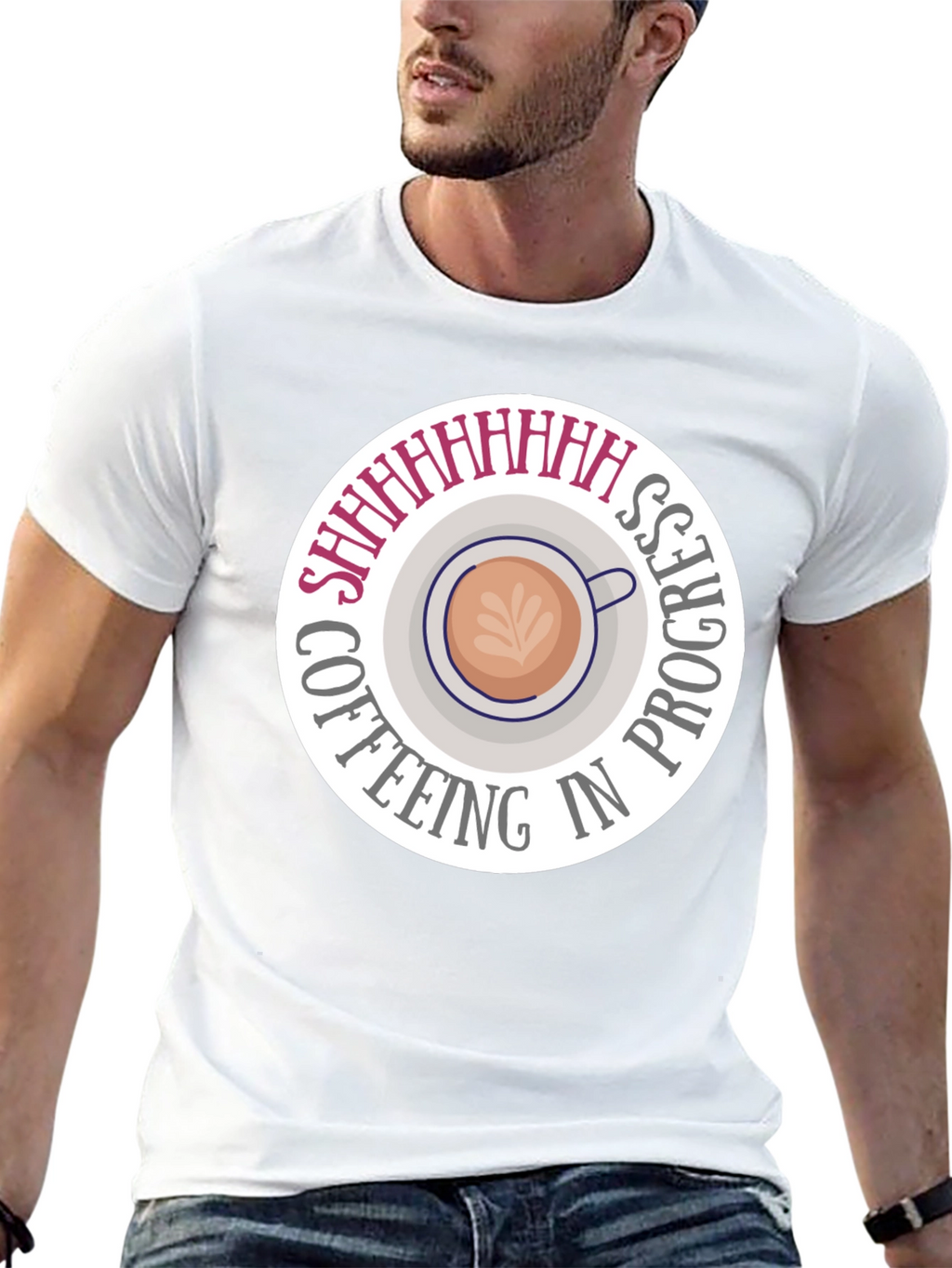 Coffeeing in Progress Black T-Shirt