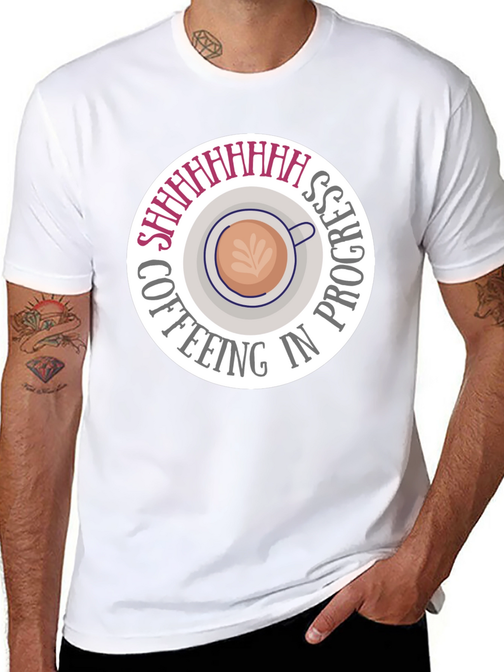 Coffeeing in Progress Black T-Shirt