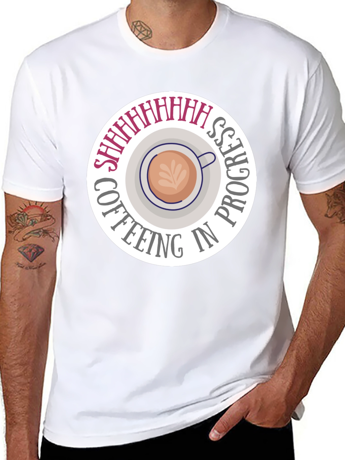Coffeeing in Progress Black T-Shirt