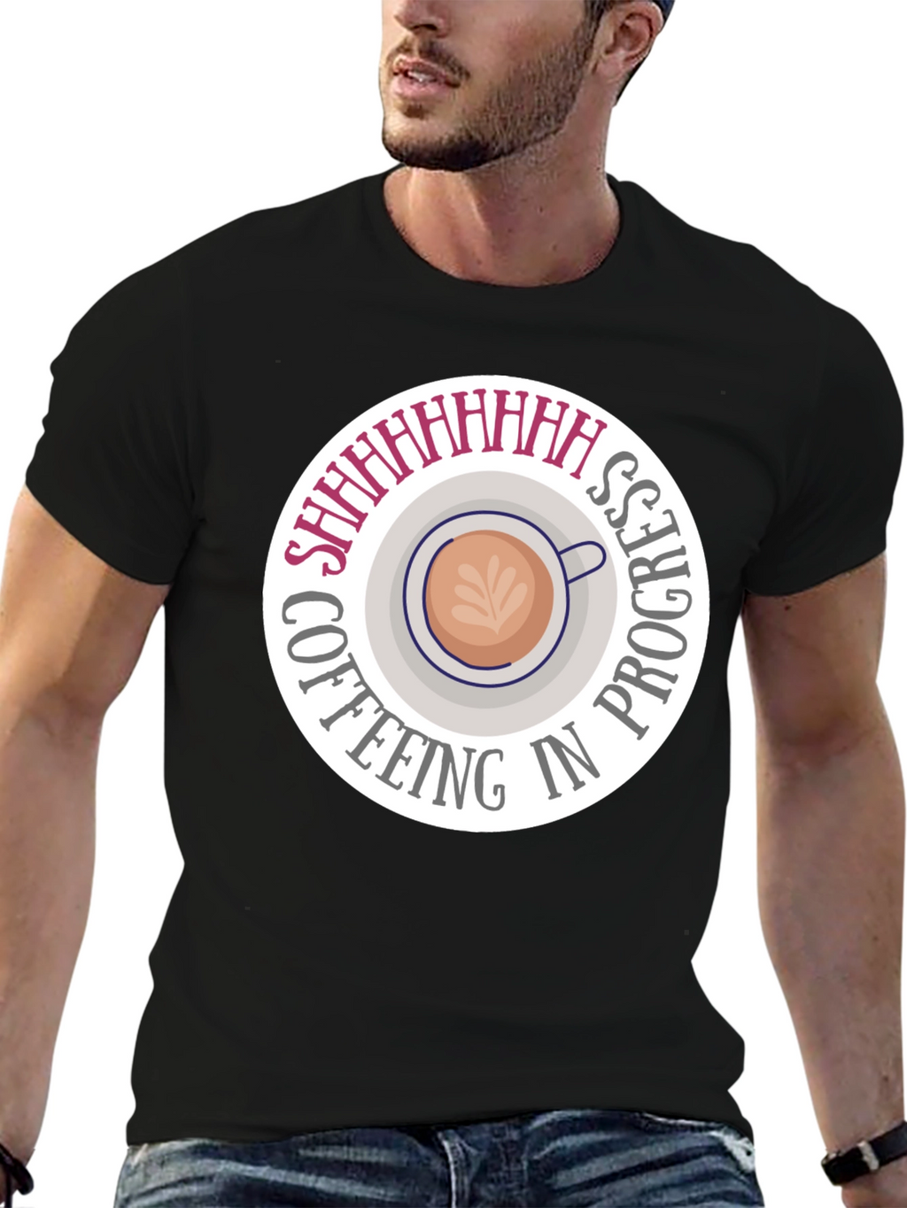 Coffeeing in Progress Black T-Shirt