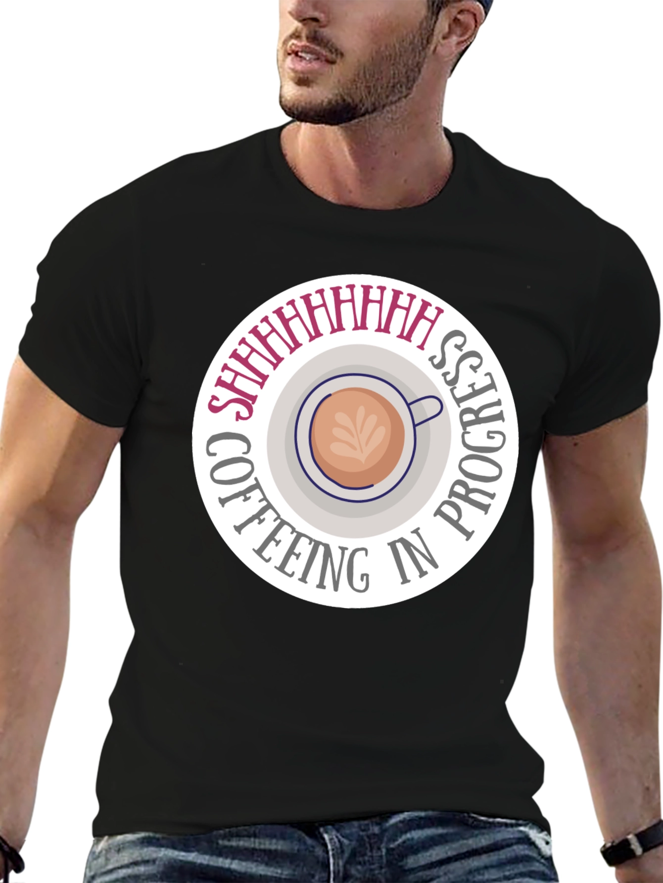 Coffeeing in Progress Black T-Shirt